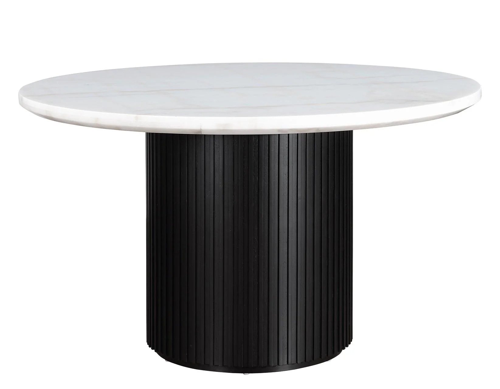 Colvin 52″ Round White Marble Dining Table, Black Finish - Image 3