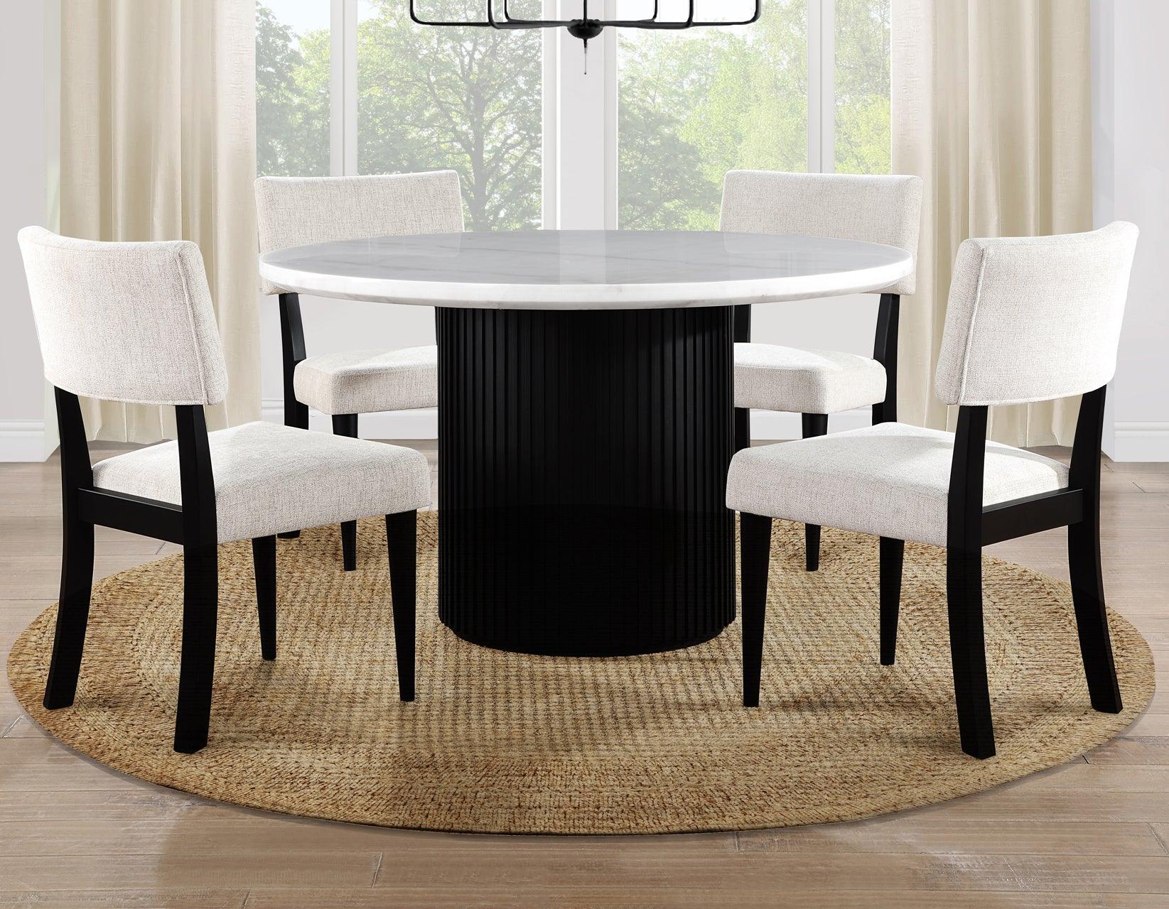 Colvin 52″ Round White Marble Dining Table, Black Finish - Image 6