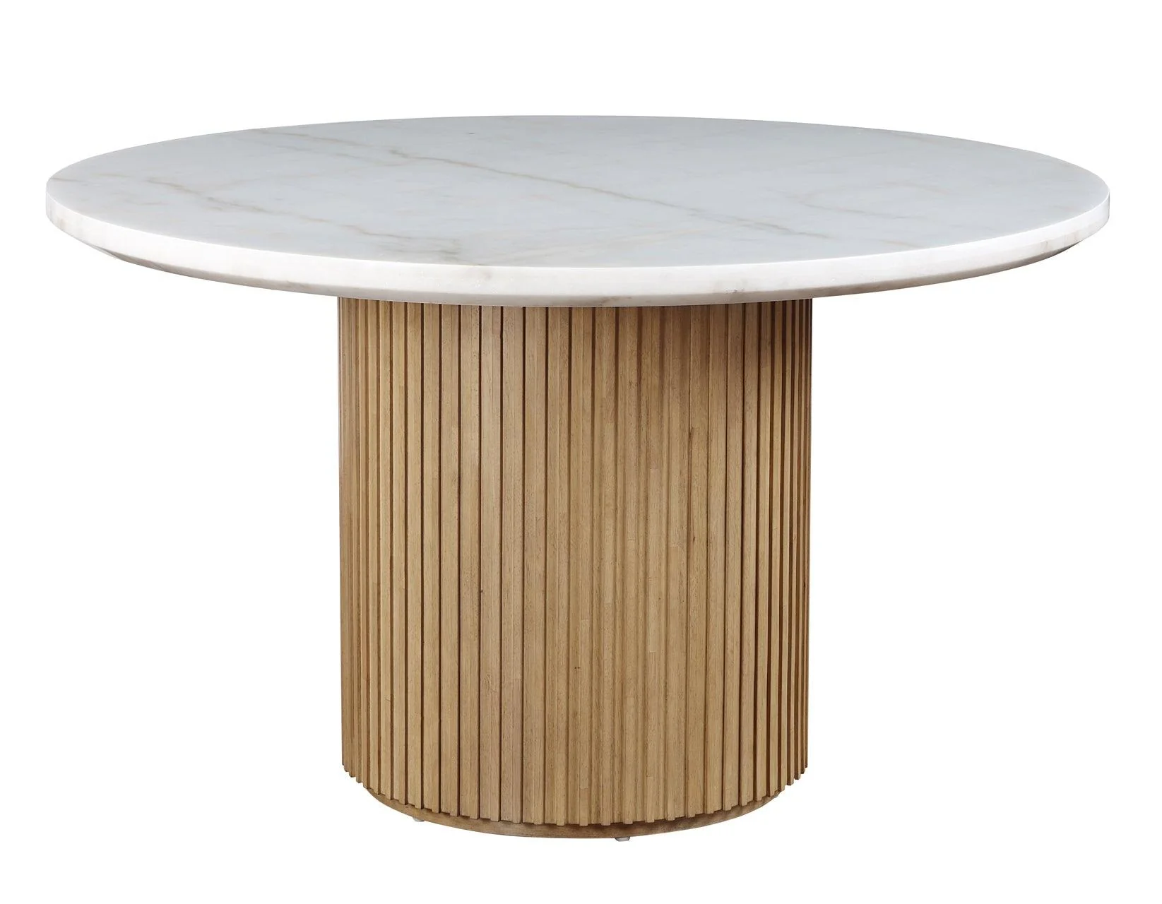 Colvin 52″ Round White Marble Table, Toffee Finish - Image 3