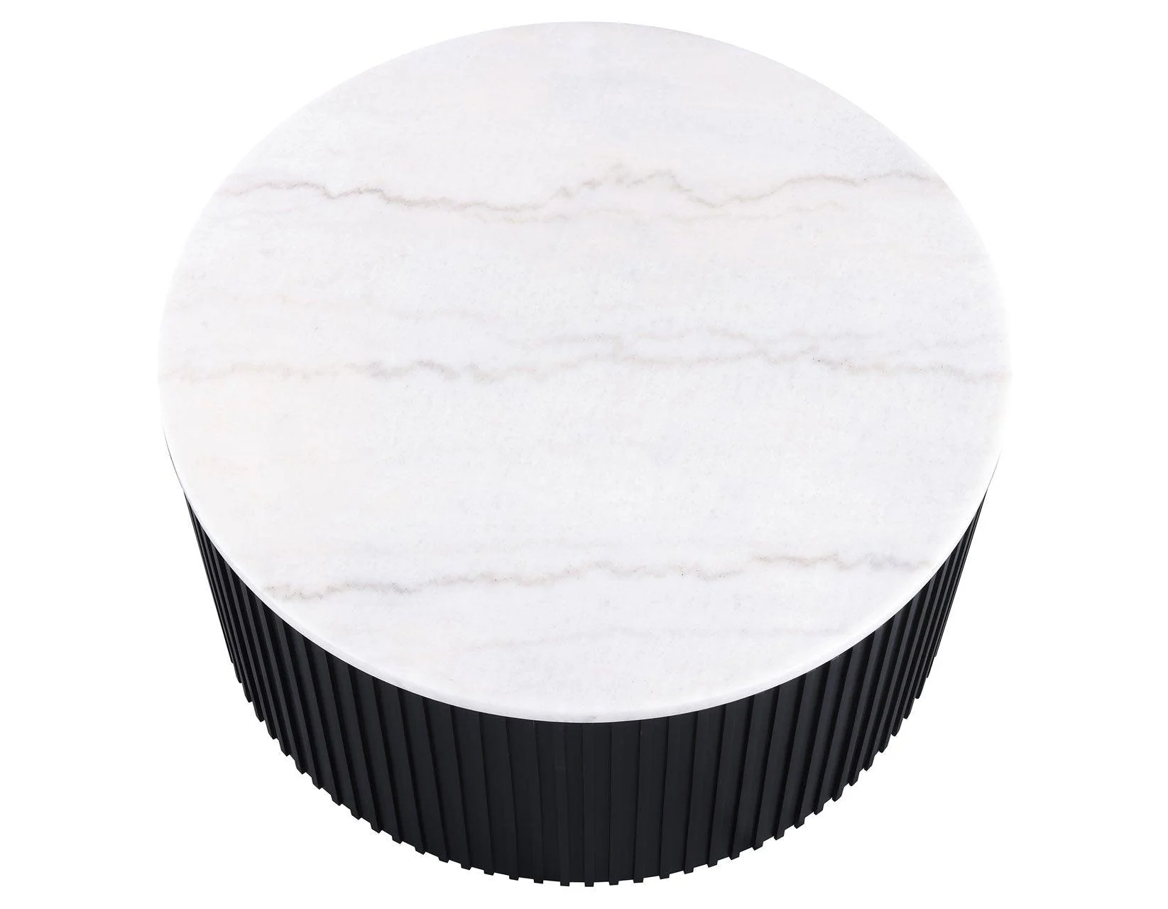 Colvin Black Finish 36″ Round Castered White Marble Top Coffee Table - Image 6