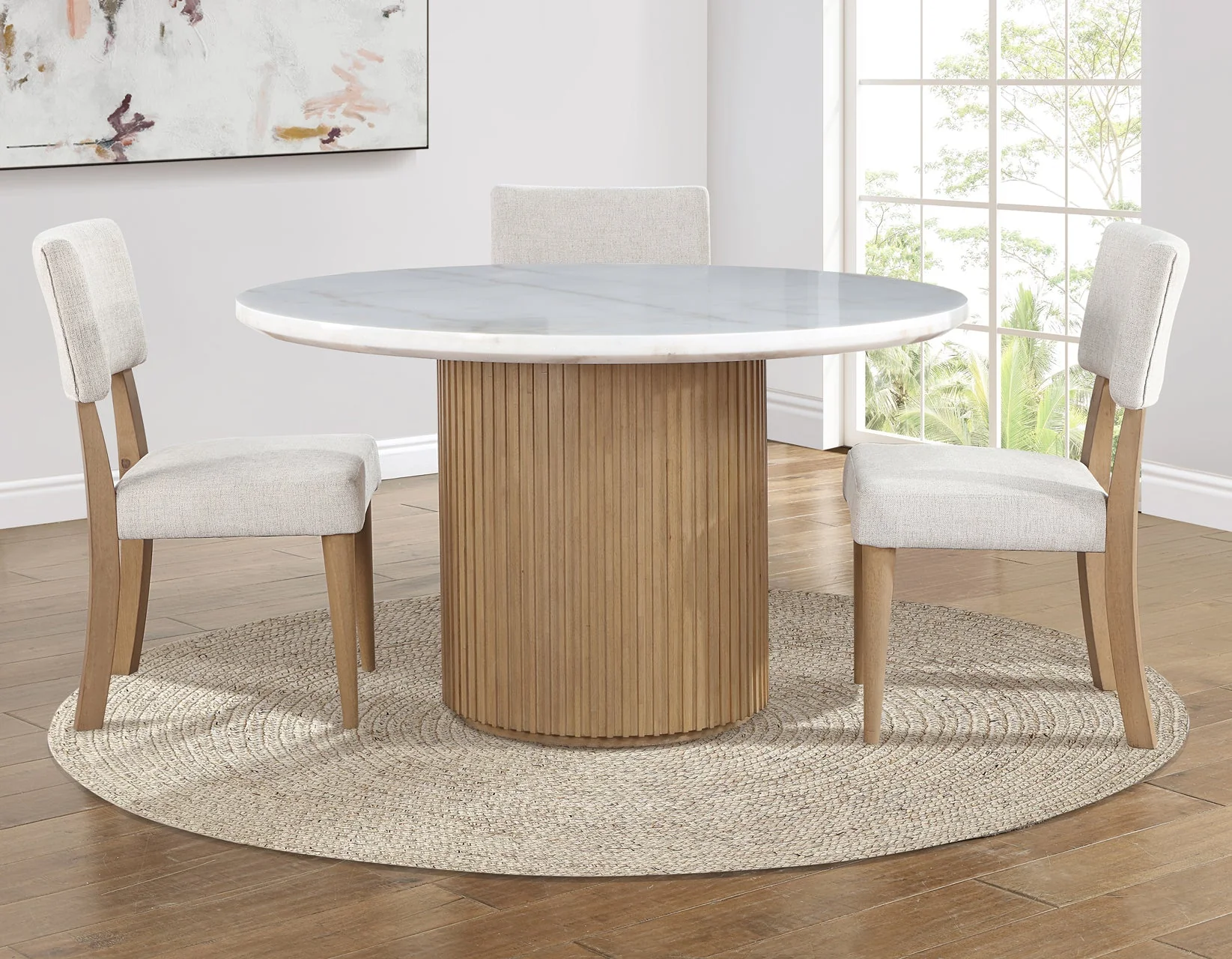 Colvin Toffee/White Round Marble Top Dining Room Set - Image 2