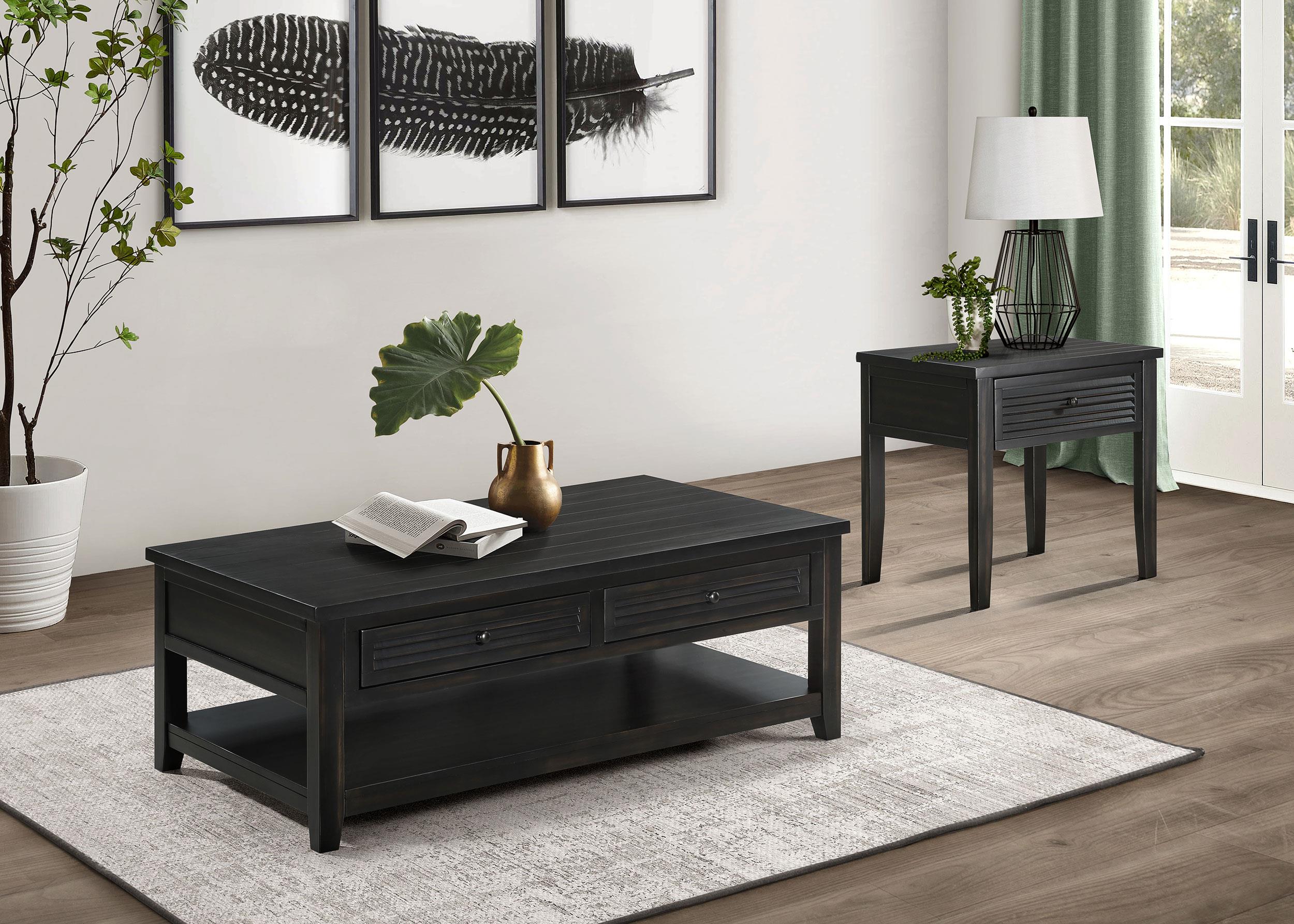 Concord Distressed Java 2-Drawer Rectangular Coffee Table - Image 10