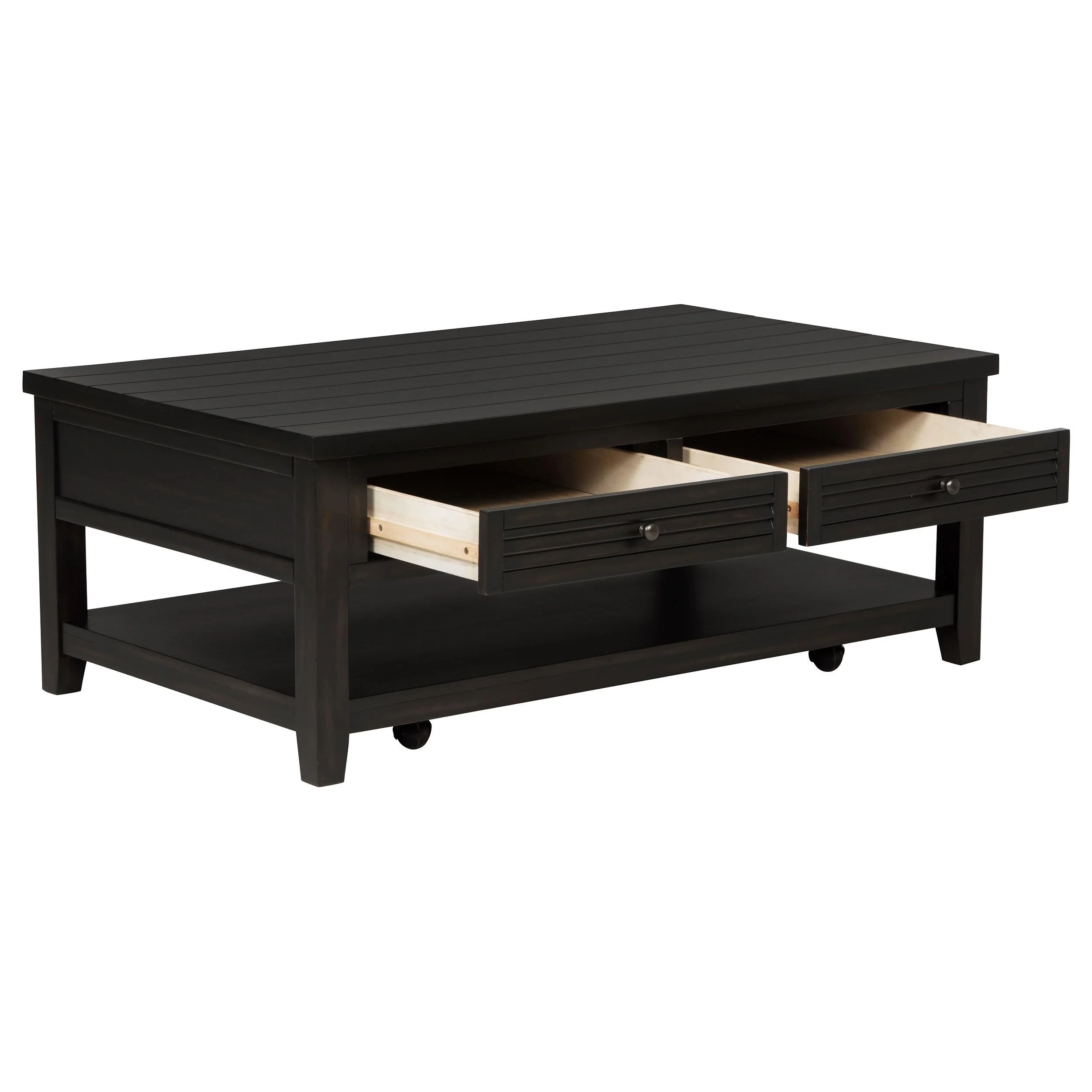 Concord Distressed Java 2-Drawer Rectangular Coffee Table - Image 5