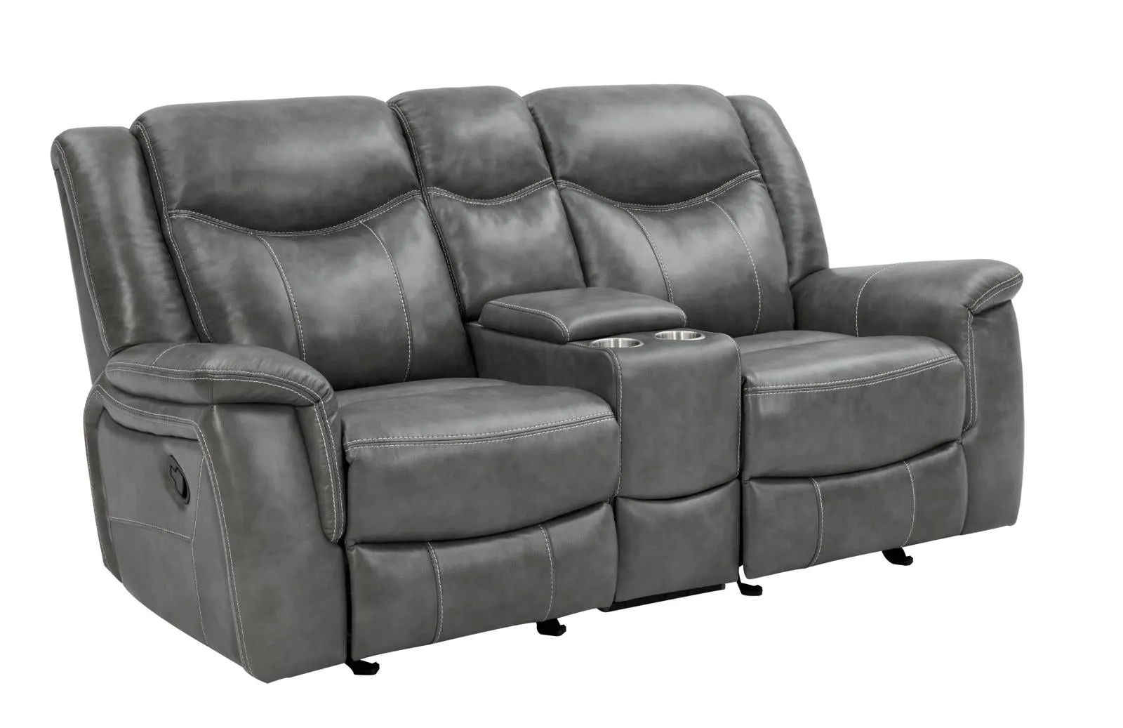 Conrad Gray Upholstered Padded Arm Reclining Living Room Set - Image 10