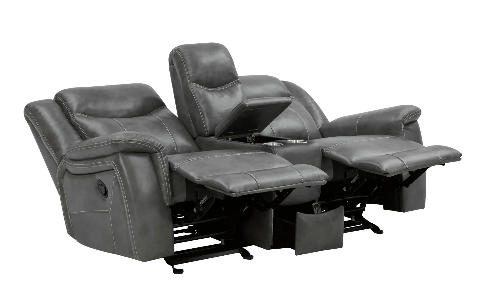 Conrad Gray Upholstered Padded Arm Reclining Living Room Set - Image 12