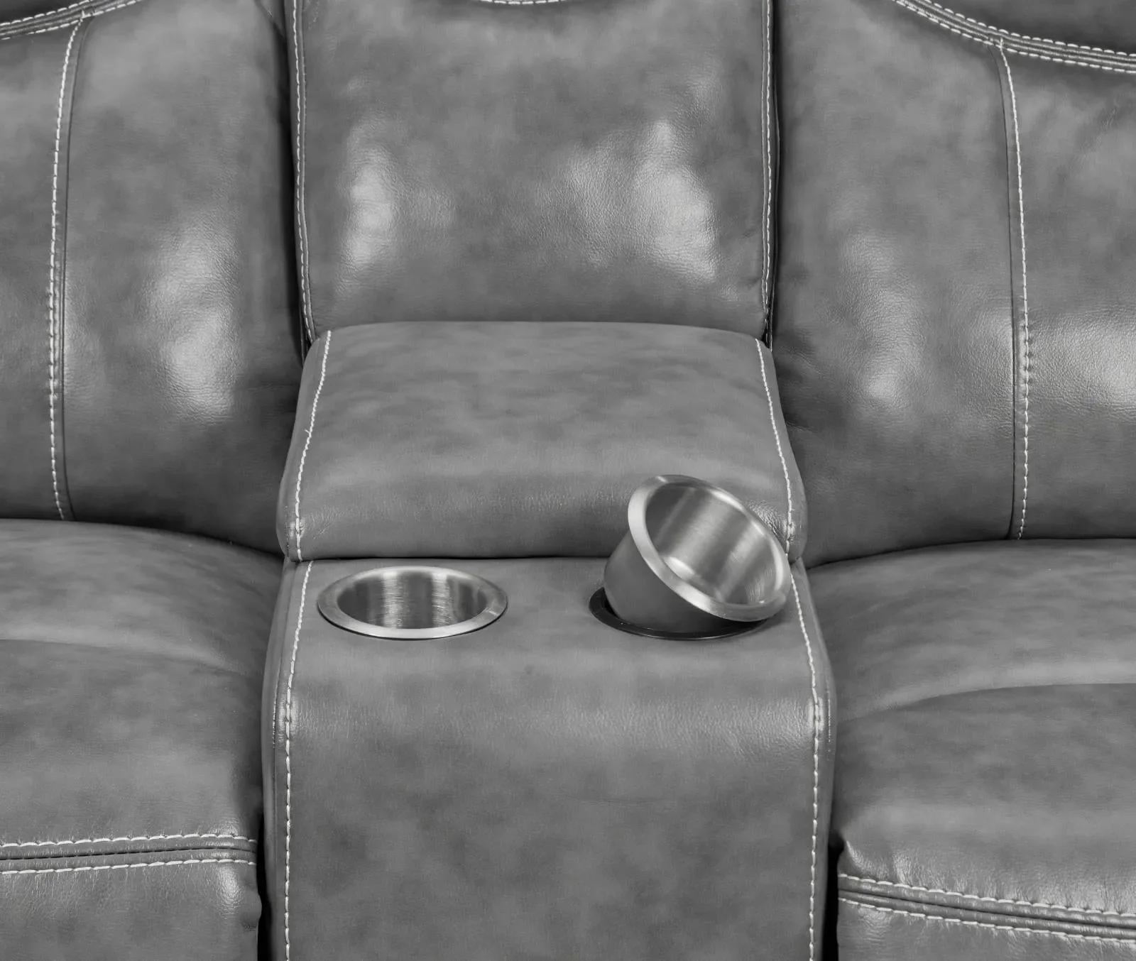 Conrad Gray Upholstered Padded Arm Reclining Living Room Set - Image 14