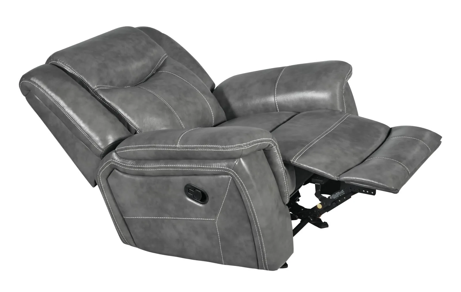 Conrad Gray Upholstered Padded Arm Reclining Living Room Set - Image 18