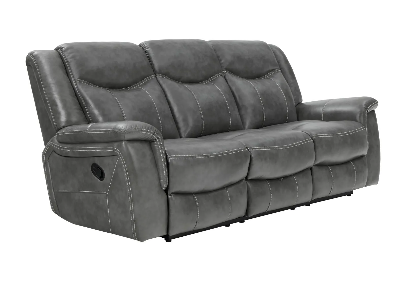 Conrad Gray Upholstered Padded Arm Reclining Living Room Set - Image 5