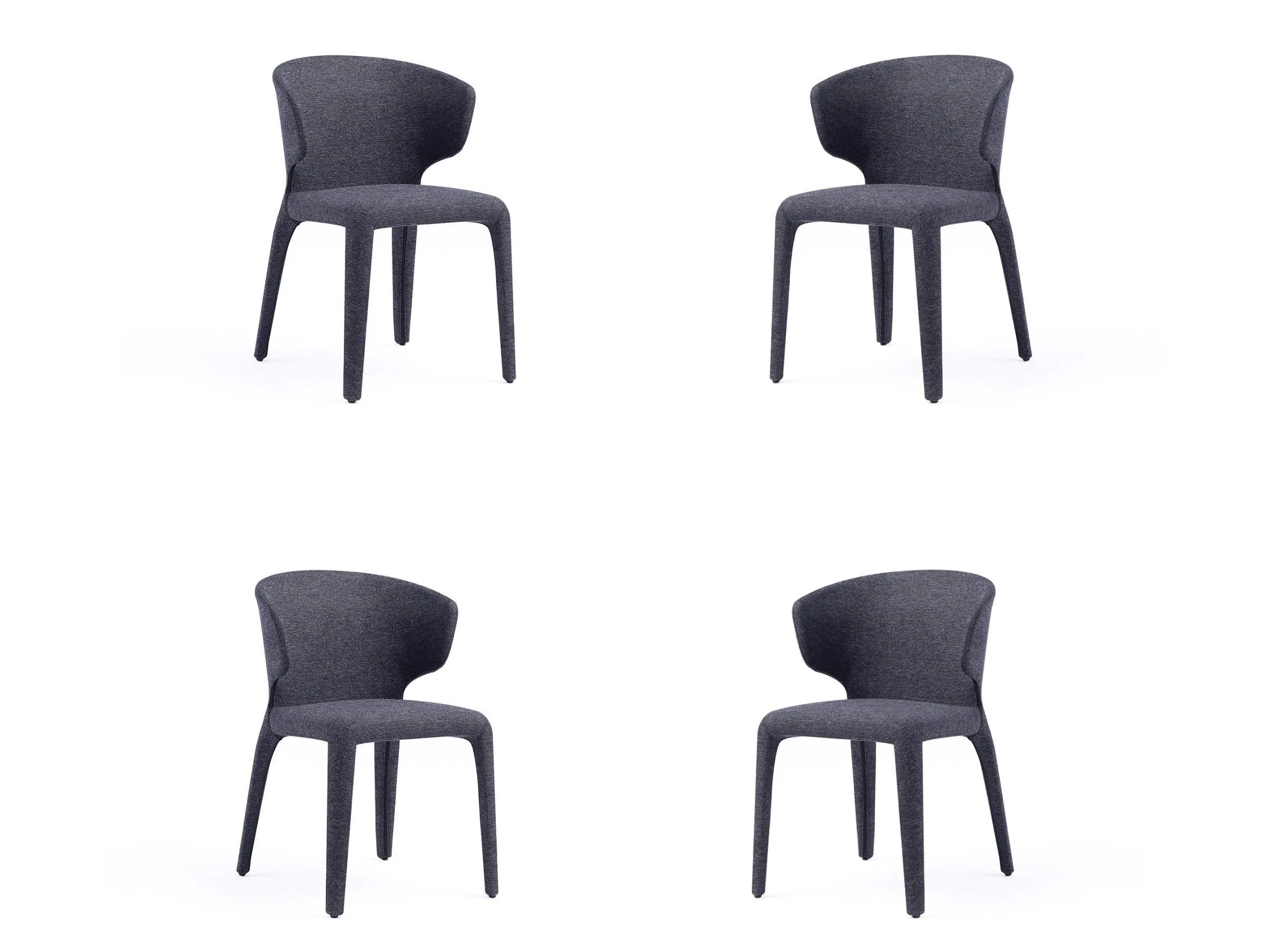 Conrad Woven Tweed Dining Chair in Black (set of 4)