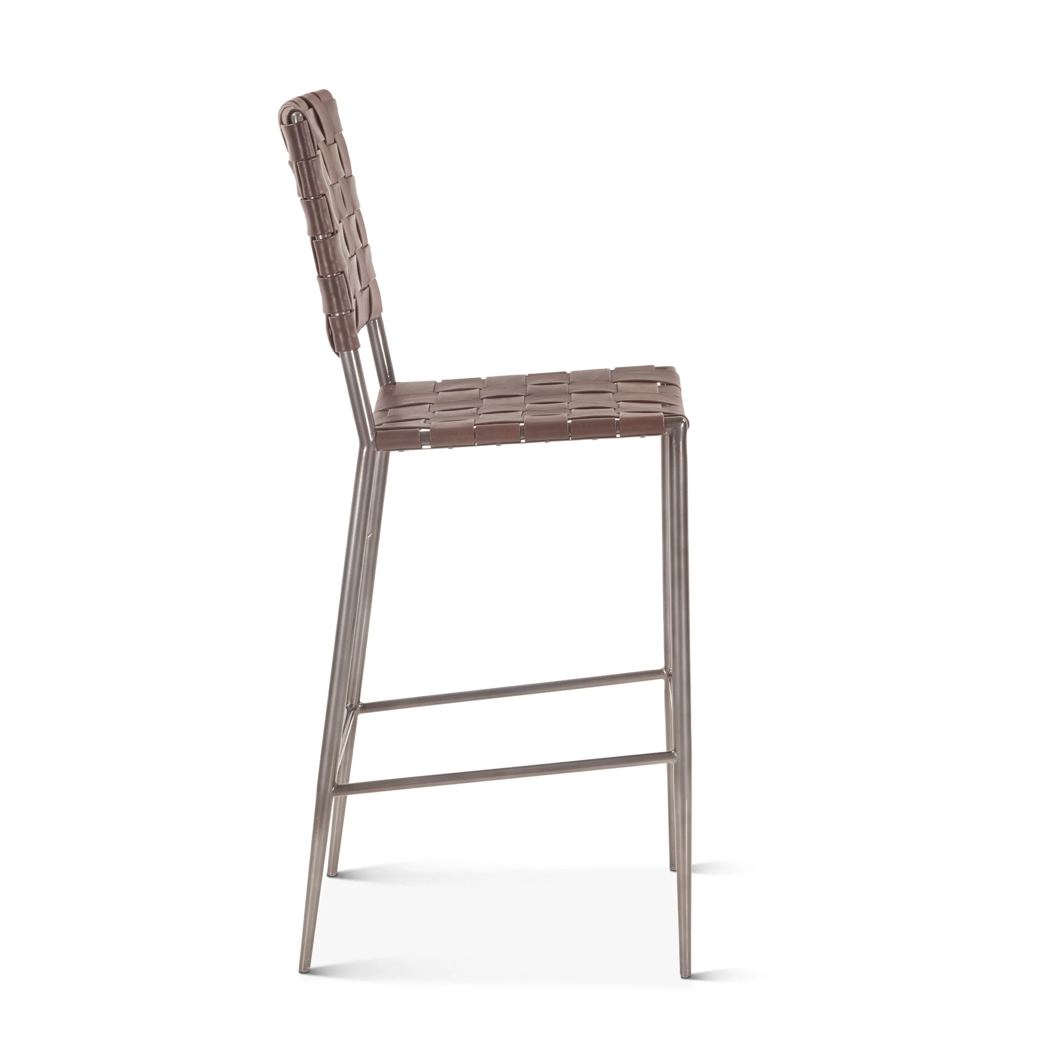 Copenhagen 17" Bar Chair in Brown Buffalo Leather and Iron - Image 10