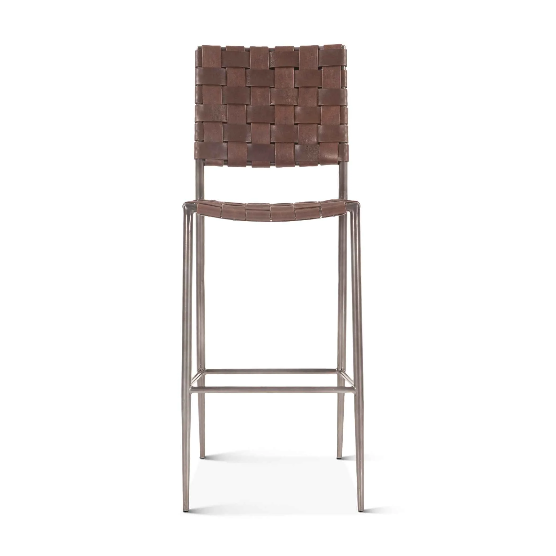 Copenhagen 17" Bar Chair in Brown Buffalo Leather and Iron - Image 12