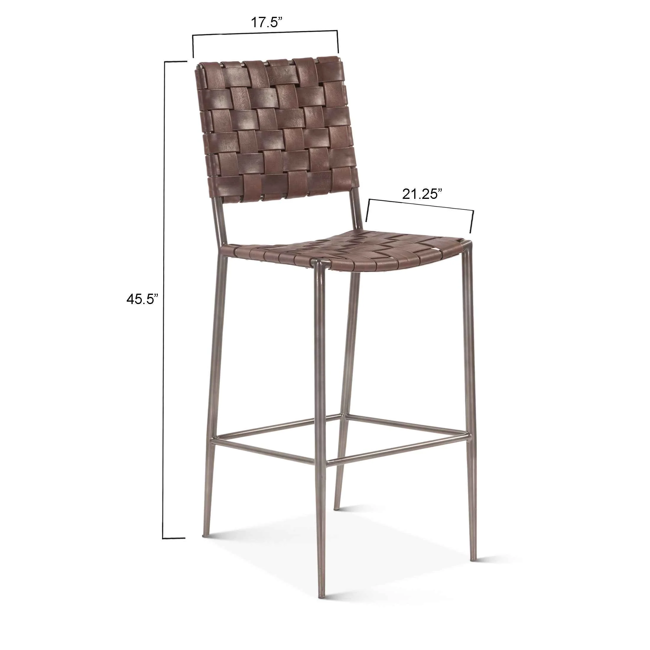 Copenhagen 17" Bar Chair in Brown Buffalo Leather and Iron - Image 5