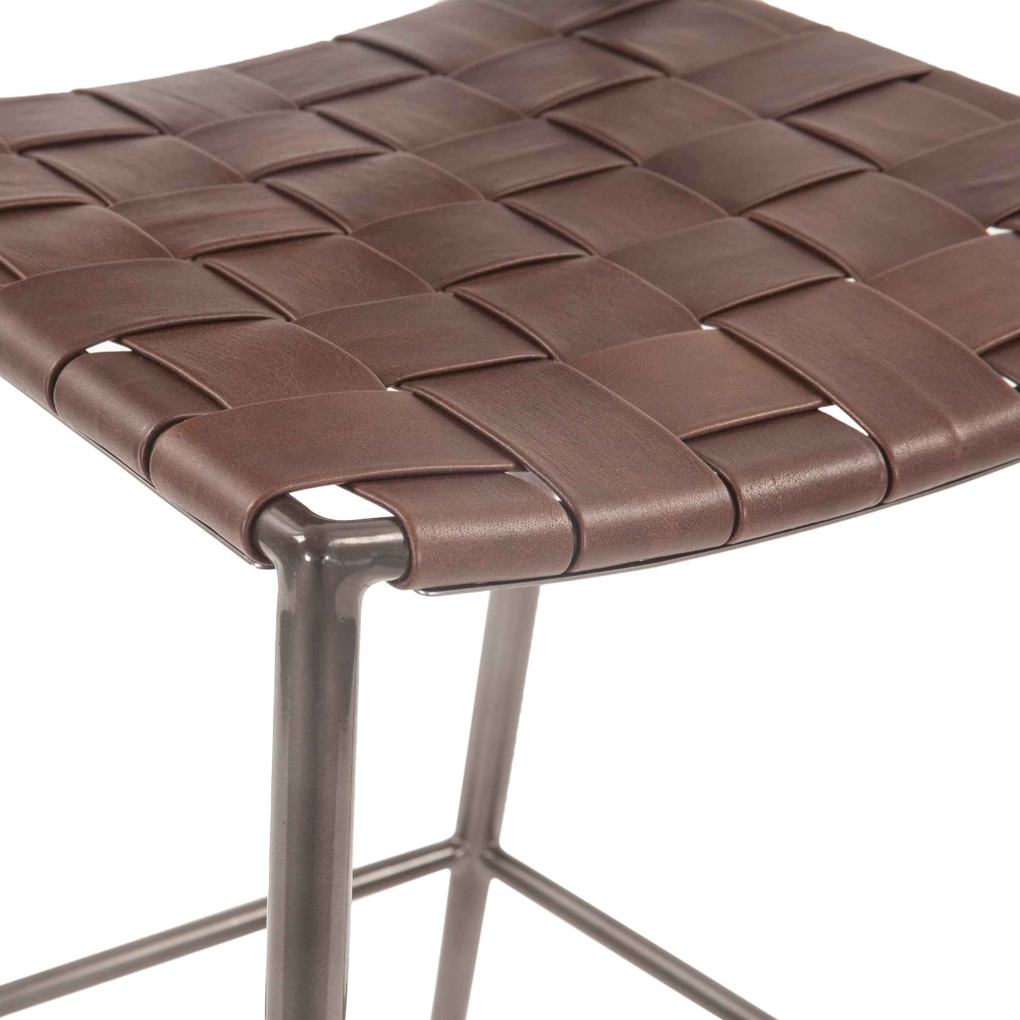 Copenhagen 17" Bar Chair in Brown Buffalo Leather and Iron - Image 6