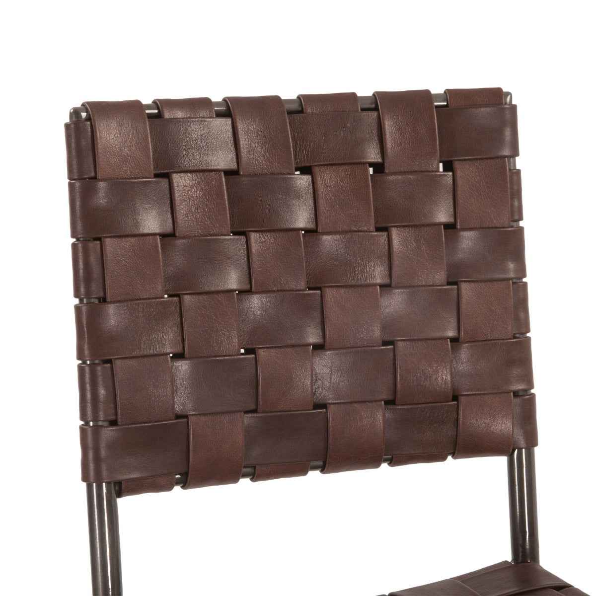 Copenhagen 17" Bar Chair in Brown Buffalo Leather and Iron - Image 9