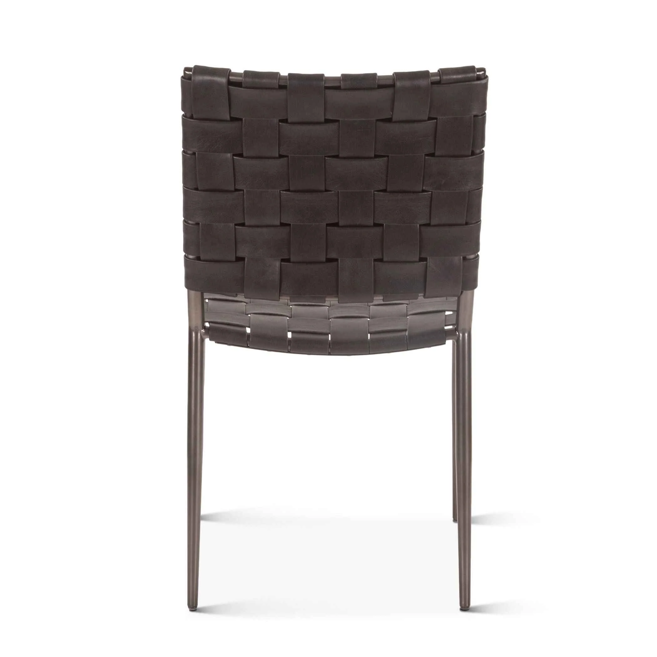 Copenhagen 18" Dining Chair in Black Buffalo Leather and Iron, Set of 2 - Image 4