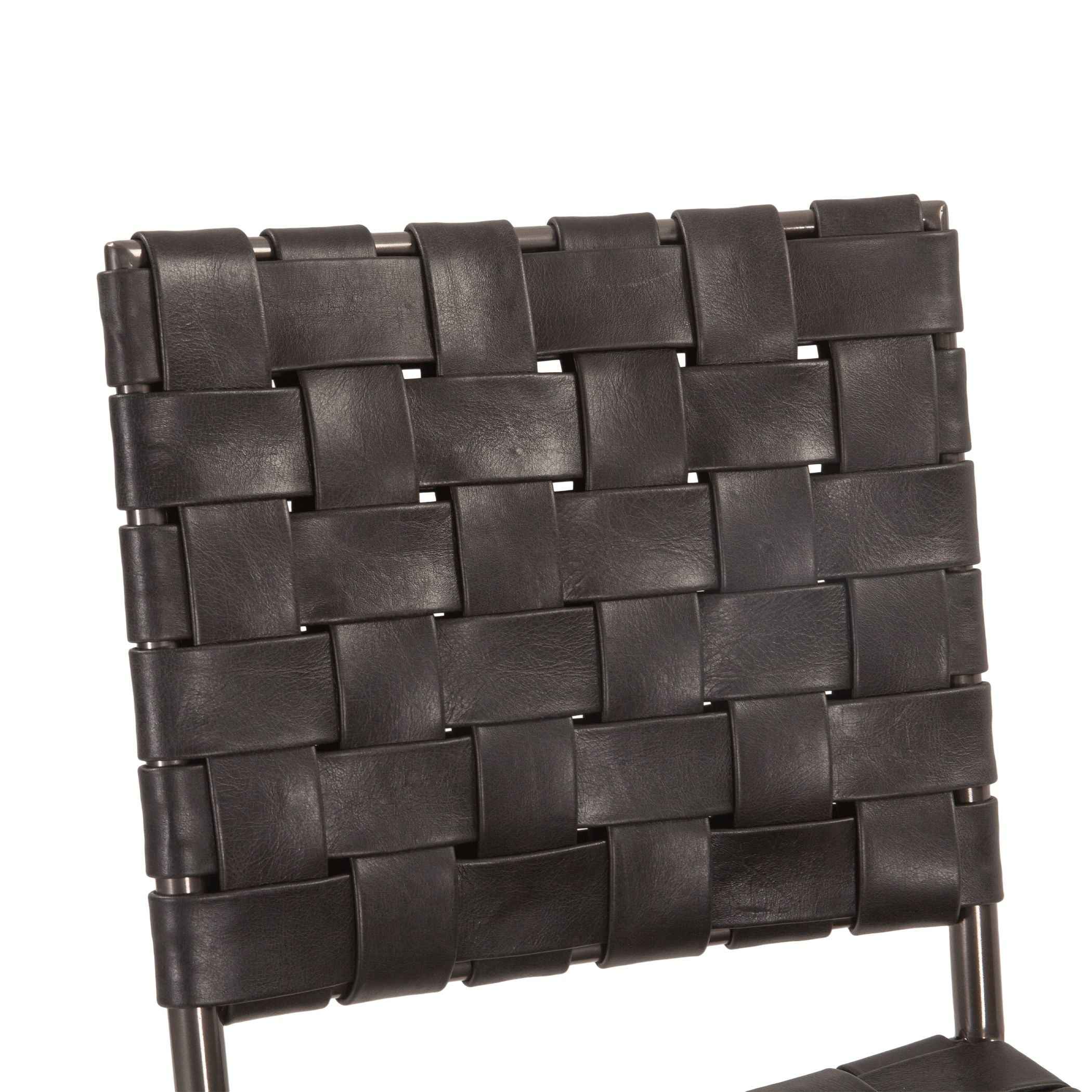 Copenhagen 18" Dining Chair in Black Buffalo Leather and Iron, Set of 2 - Image 5