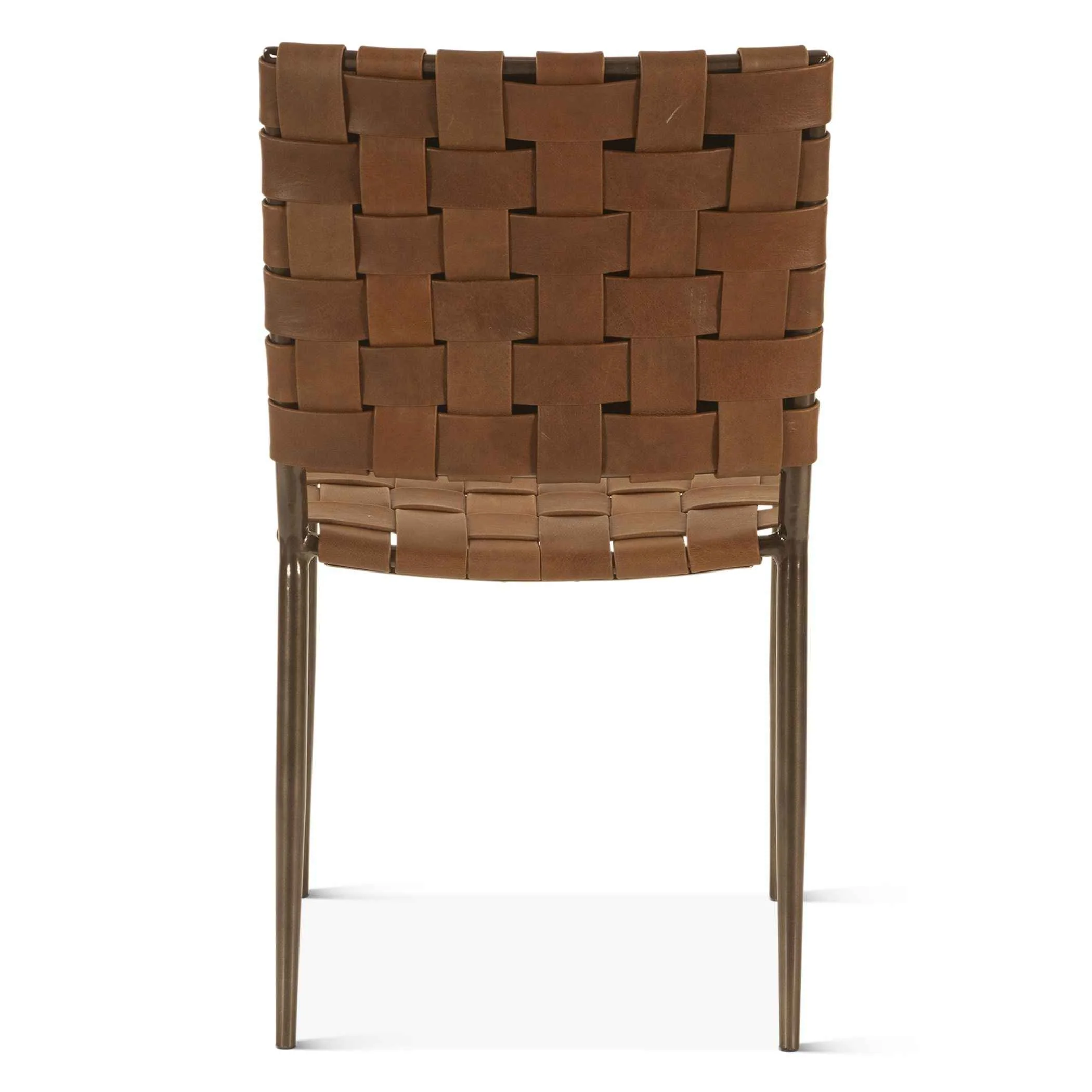 Copenhagen 18" Dining Chair in Brown Buffalo Leather and Iron, Set of 2 - Image 3