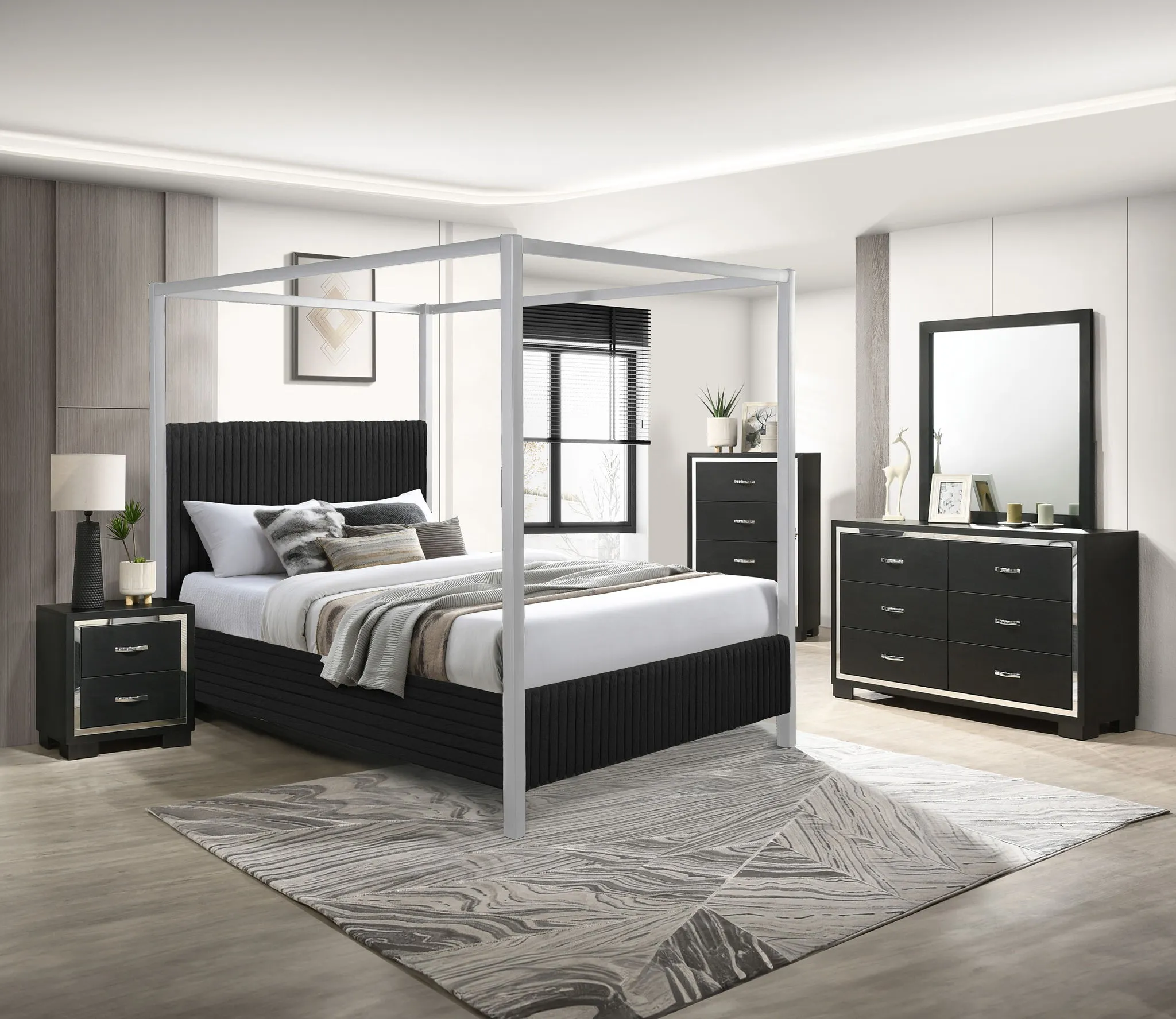 Cora Black Queen Canopy Bed - Image 2