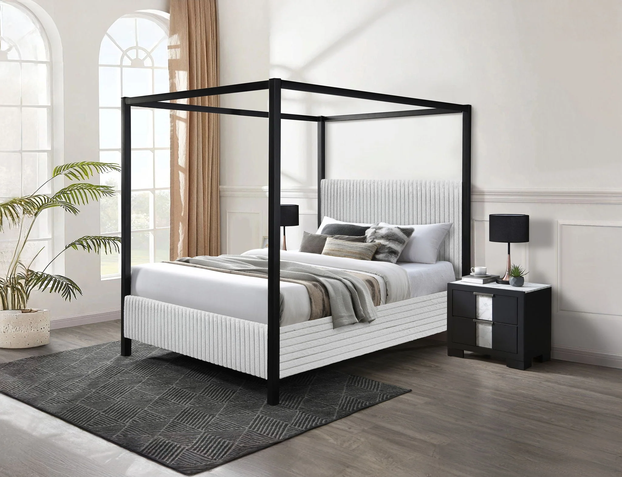 Cora Light Gray King Canopy Bed