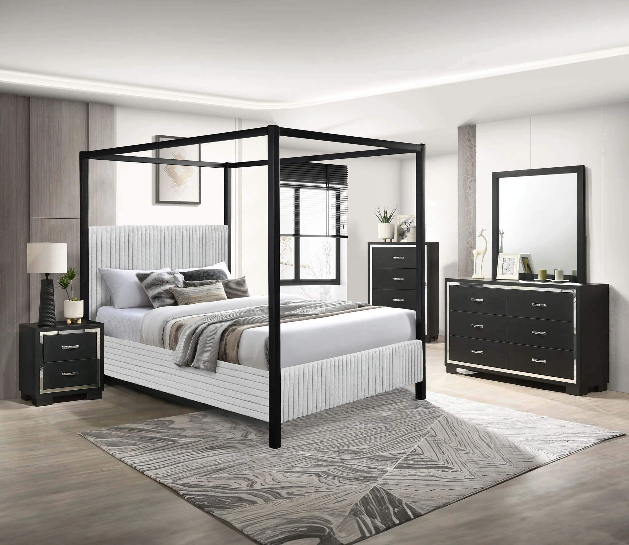 Cora Light Gray King Canopy Bed - Image 2