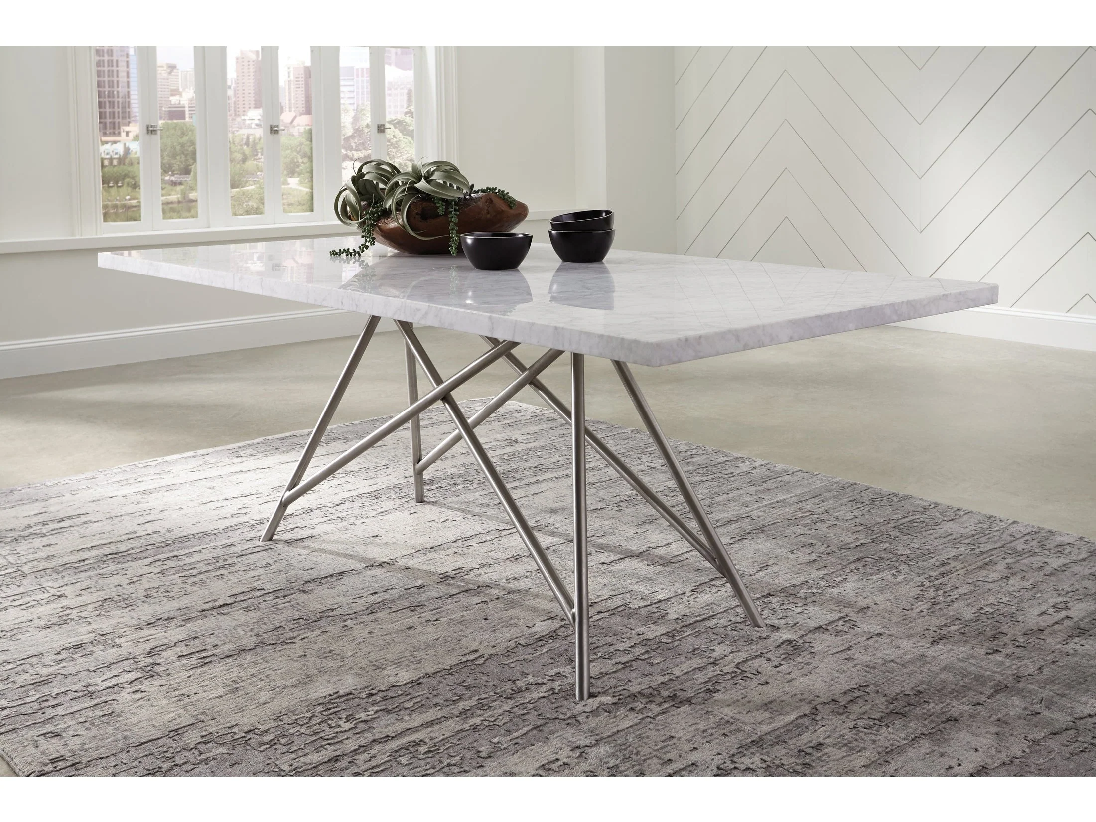 Coral Marble Rectangular Dining Table