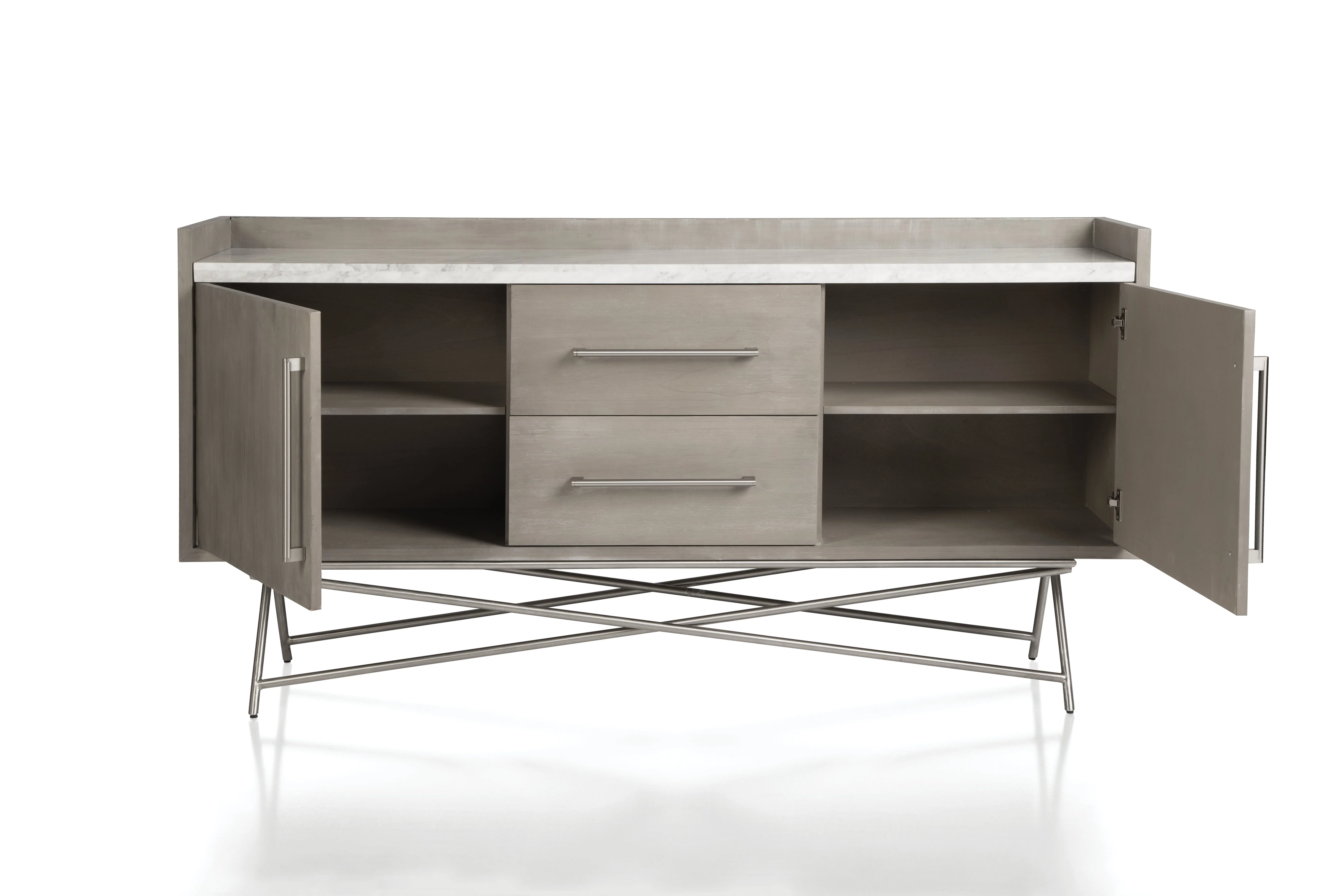 Coral Marble Top Rectangular Sideboard in Antique Grey - Image 6