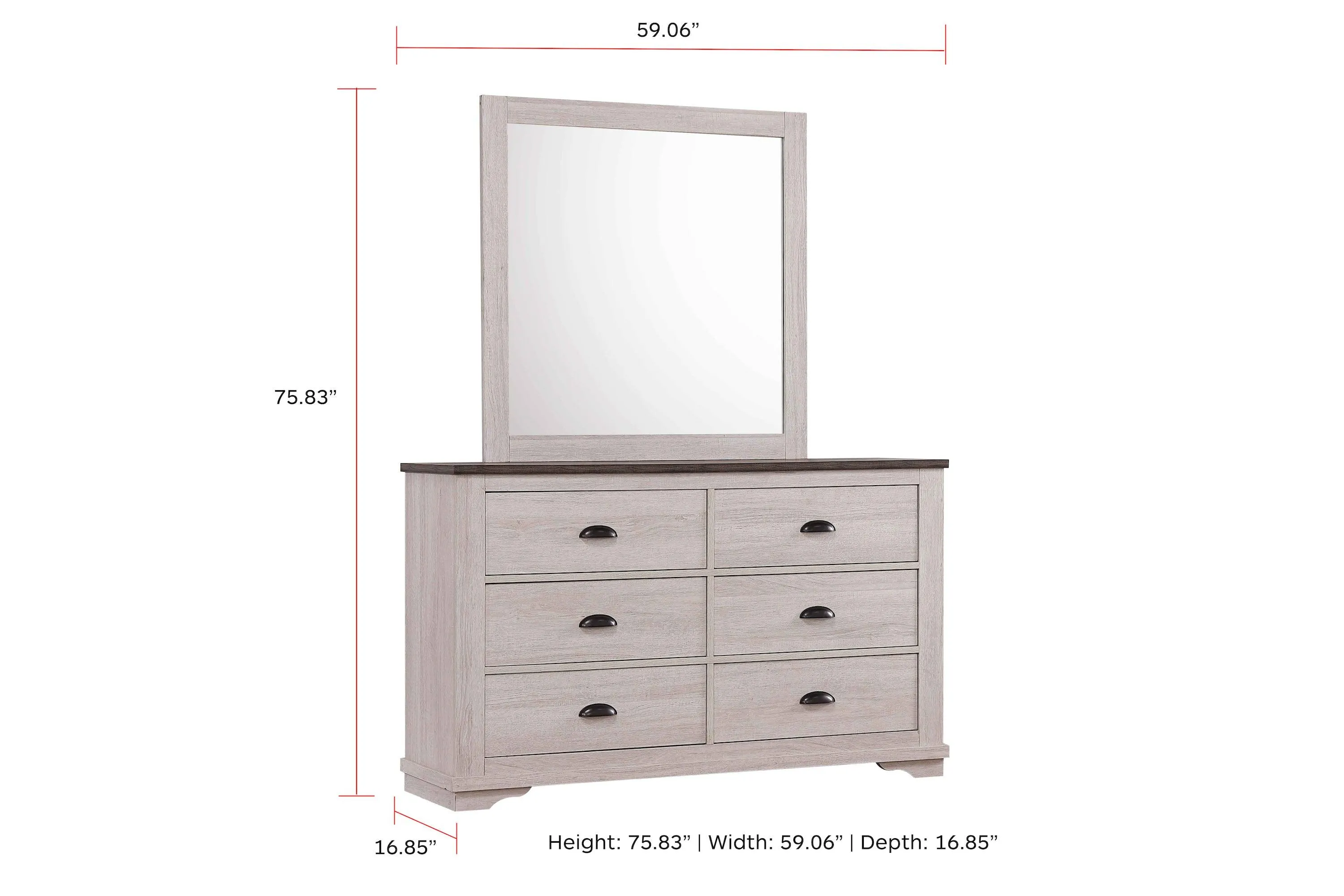 Coralee Chalk and Gray Bedroom Mirror (Mirror Only) - Image 3