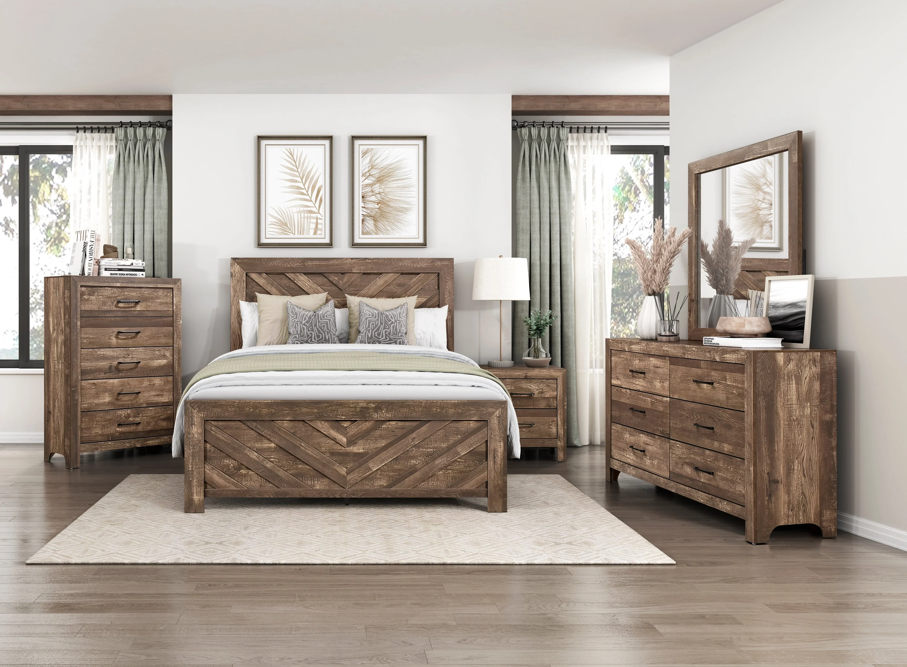 Corbin Brown Crossbuck Panel Bedroom Set