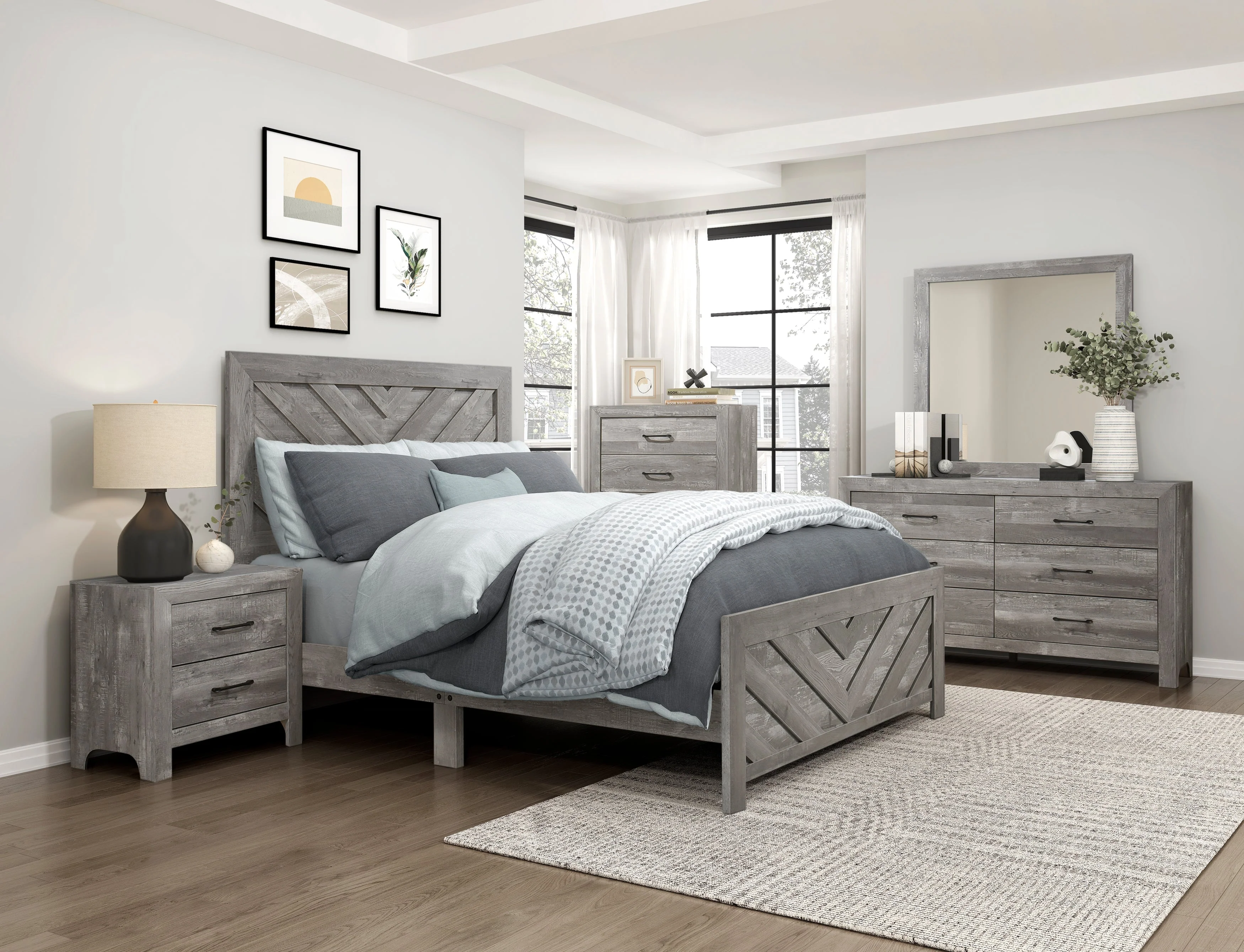 Corbin Gray Crossbuck Eastern King Panel Bed - Image 7