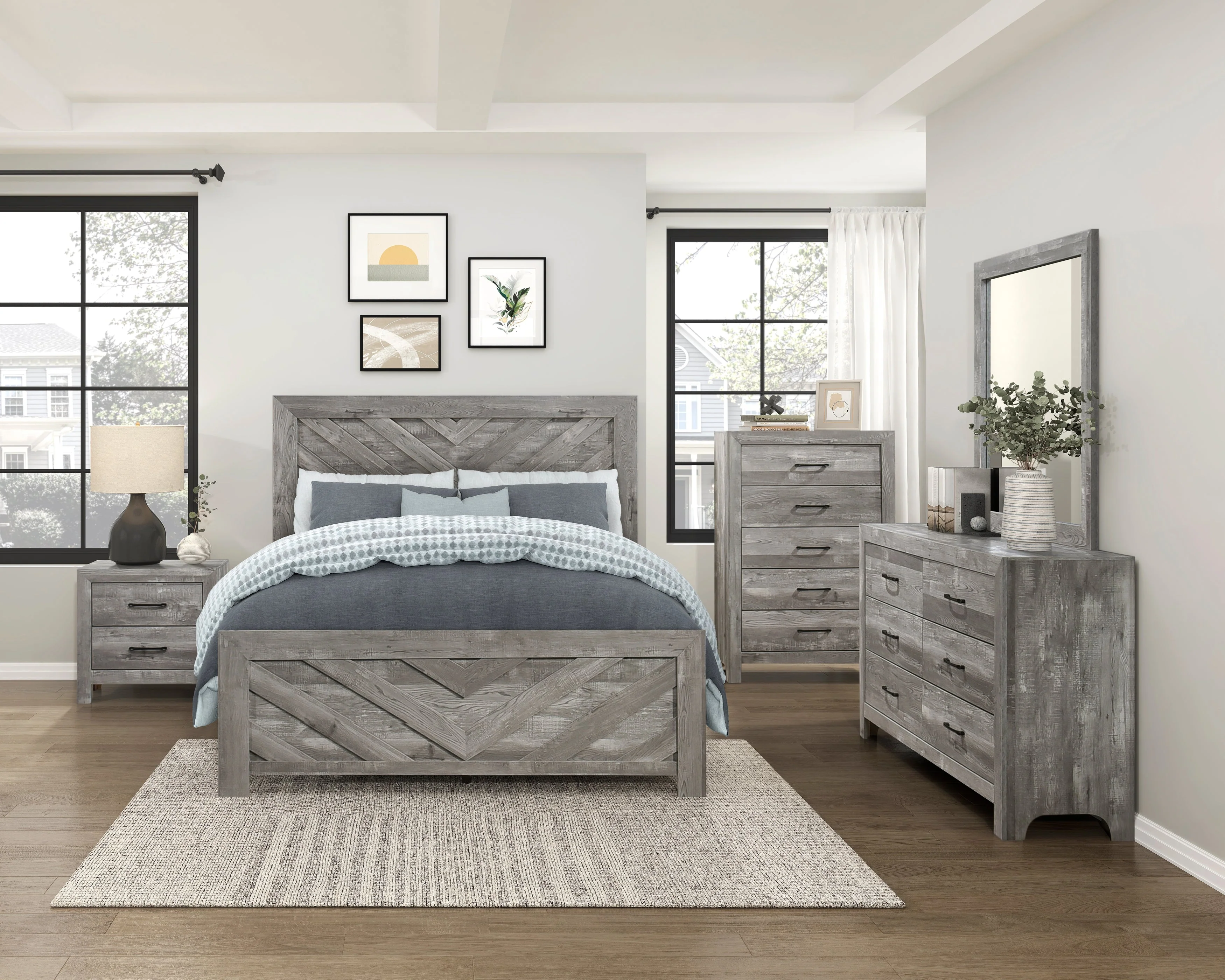 Corbin Gray Crossbuck Eastern King Panel Bed - Image 8
