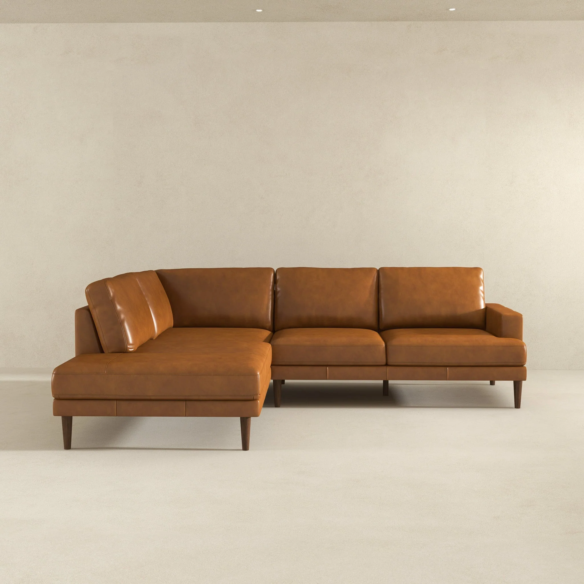 Corbin Left-Facing Tan Leather Sectional Sofa - Image 4