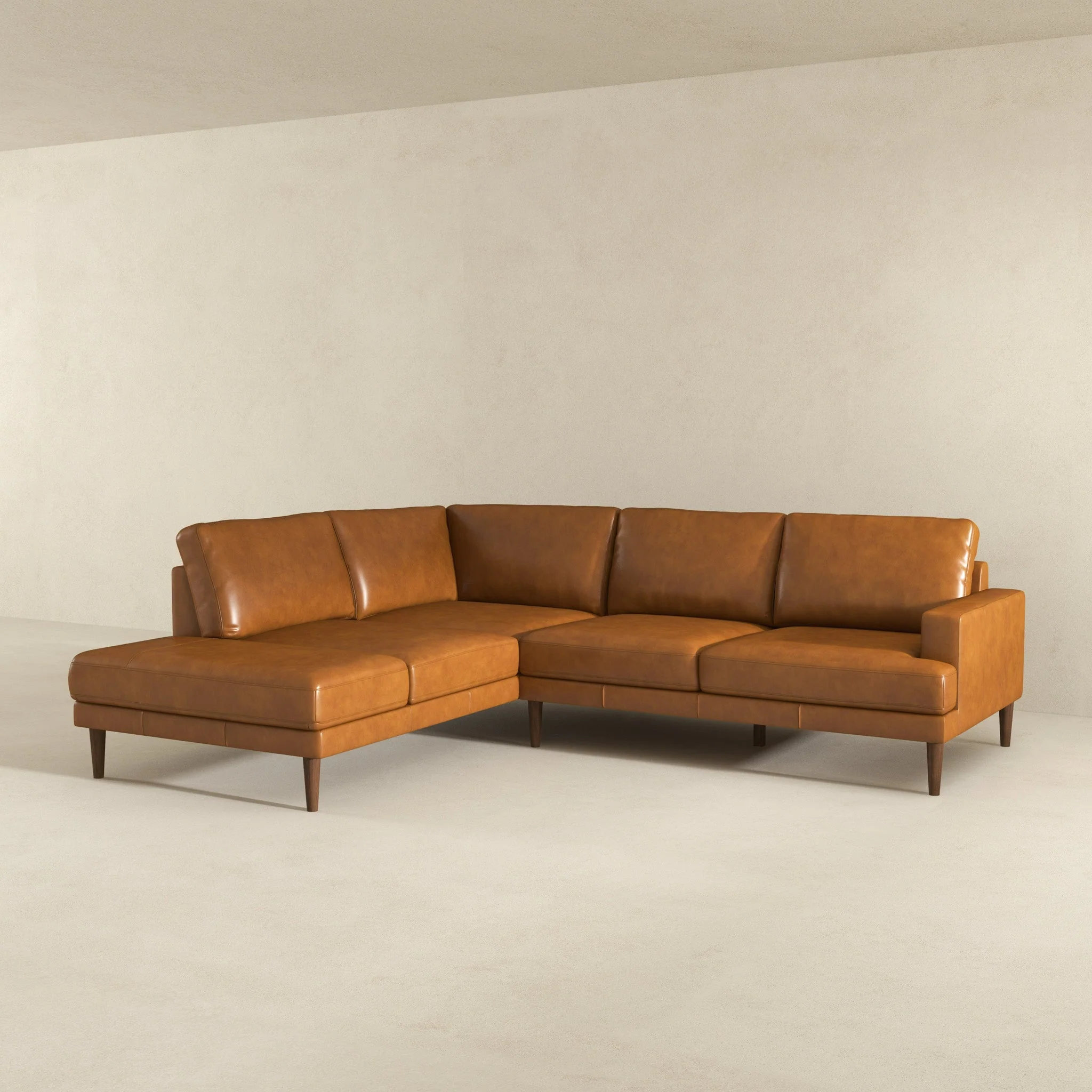 Corbin Left-Facing Tan Leather Sectional Sofa - Image 5
