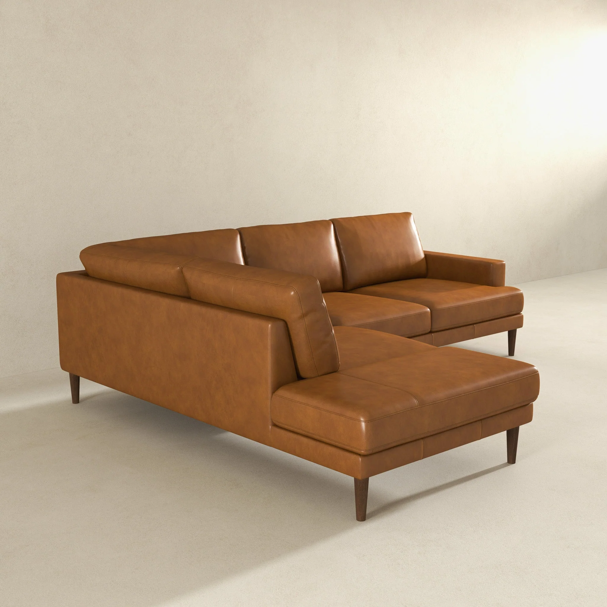 Corbin Left-Facing Tan Leather Sectional Sofa - Image 6