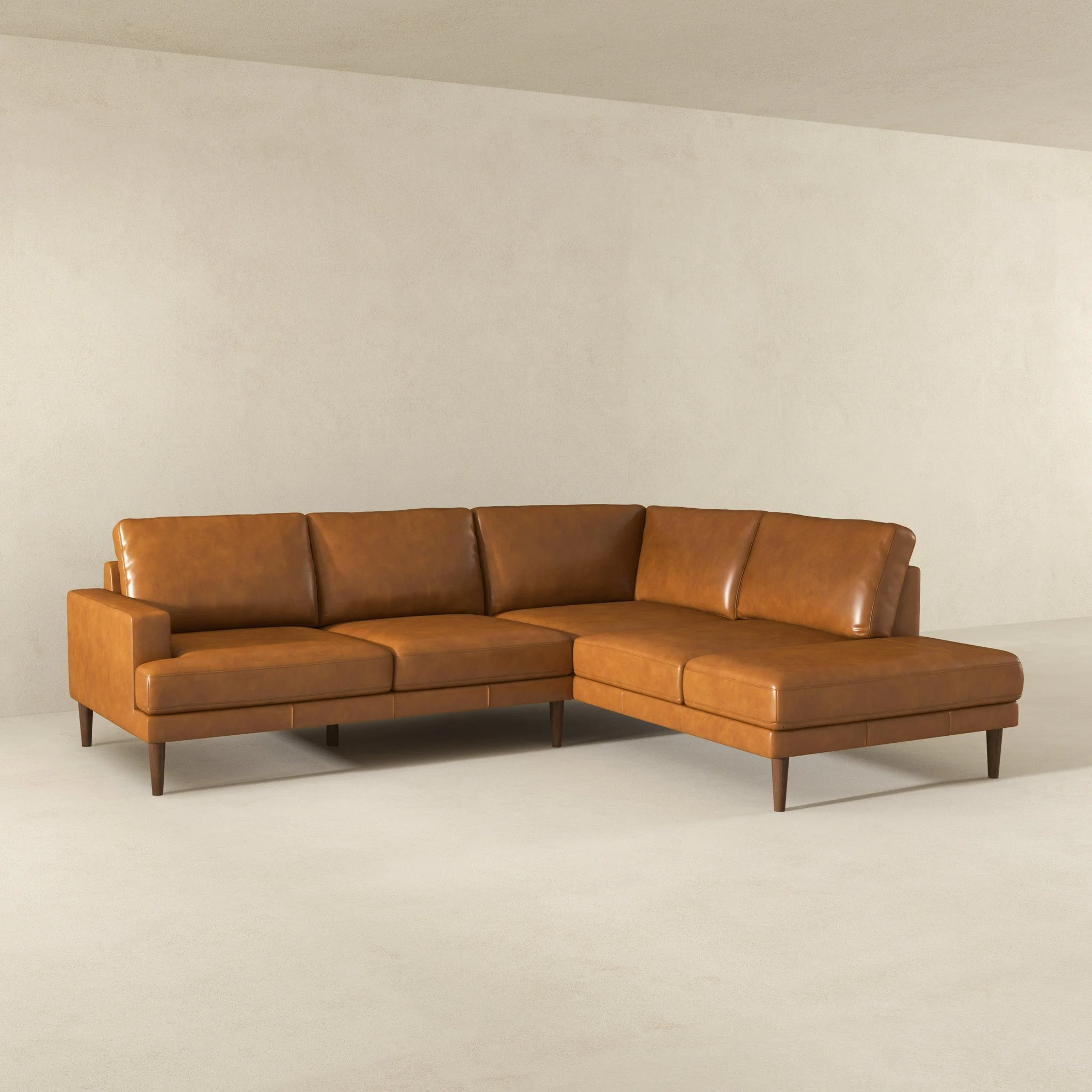 Corbin Right-Facing Tan Leather Sectional Sofa - Image 5
