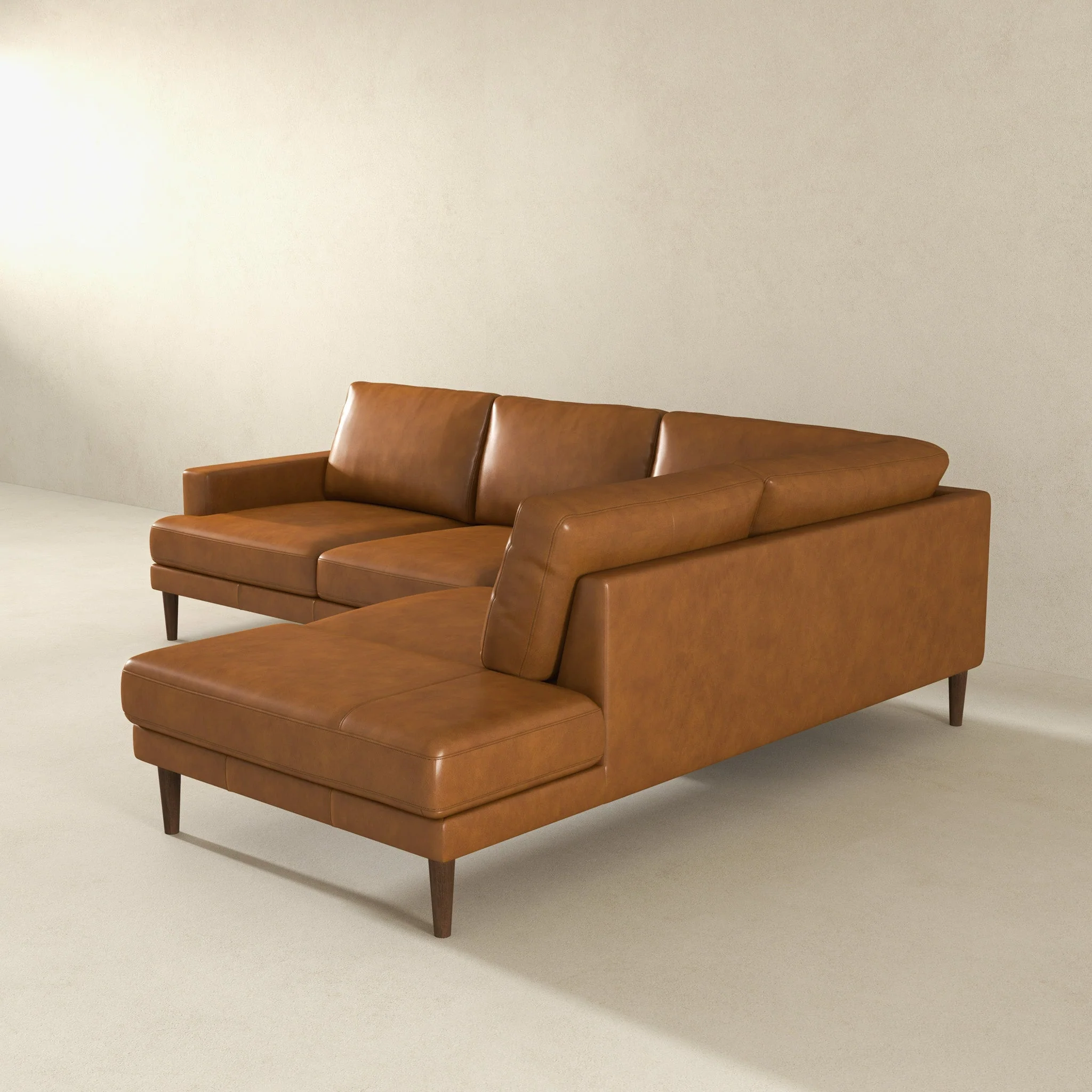 Corbin Right-Facing Tan Leather Sectional Sofa - Image 6