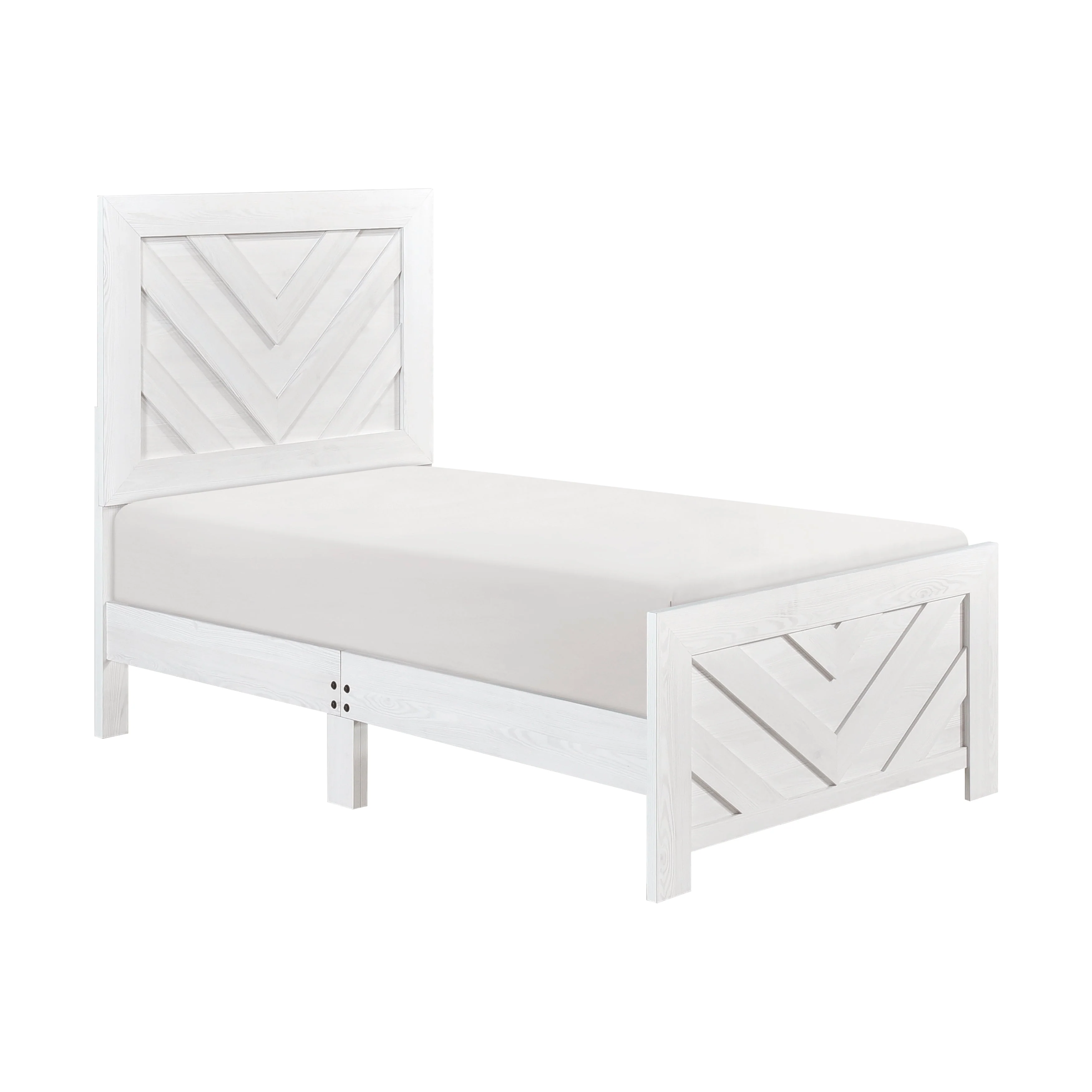 Corbin White Crossbuck Twin Panel Bed