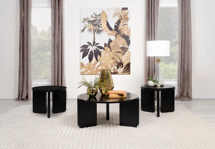 Cordova Black 3-Piece Solid Wood Coffee and End Table Set