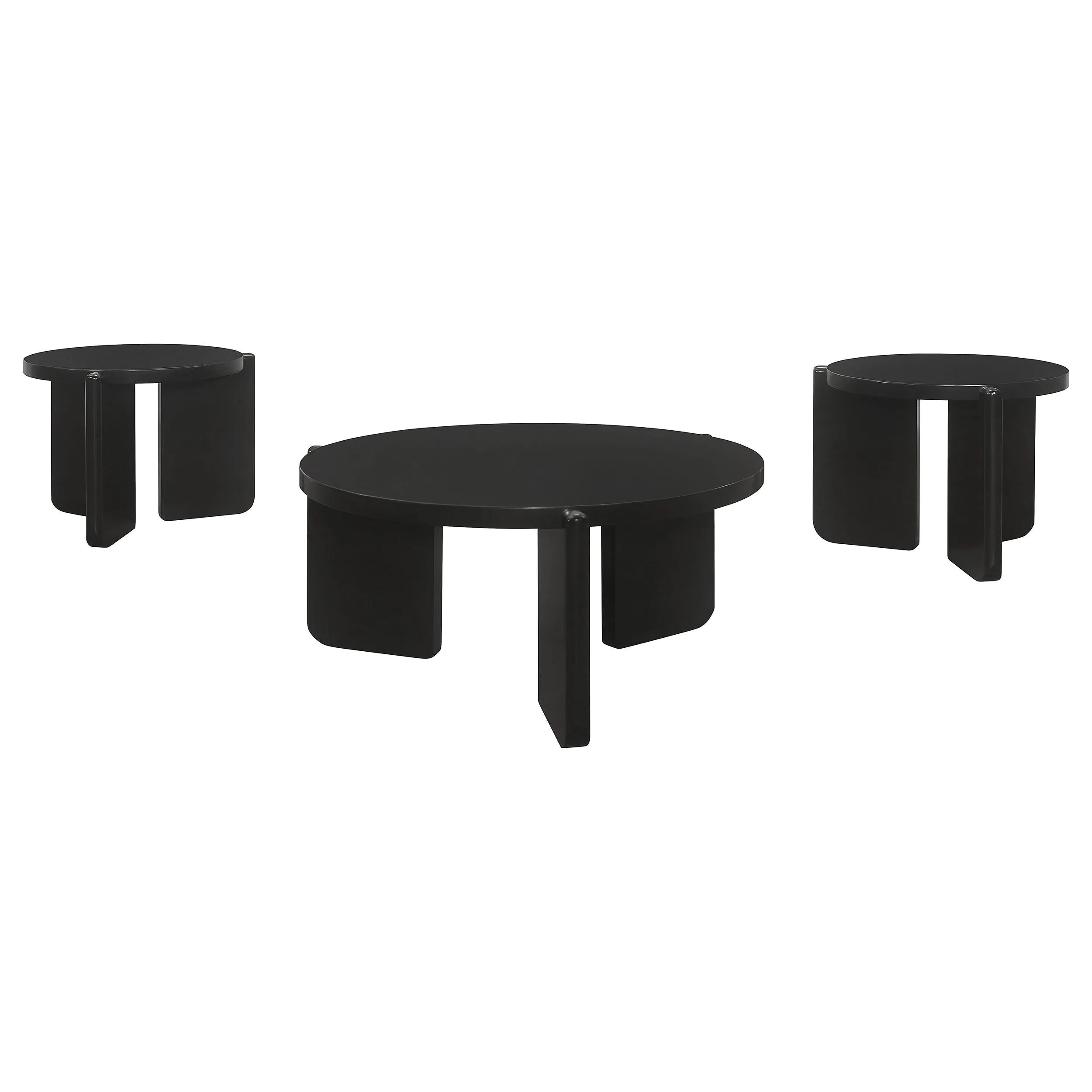 Cordova Black 3-Piece Solid Wood Coffee and End Table Set - Image 2