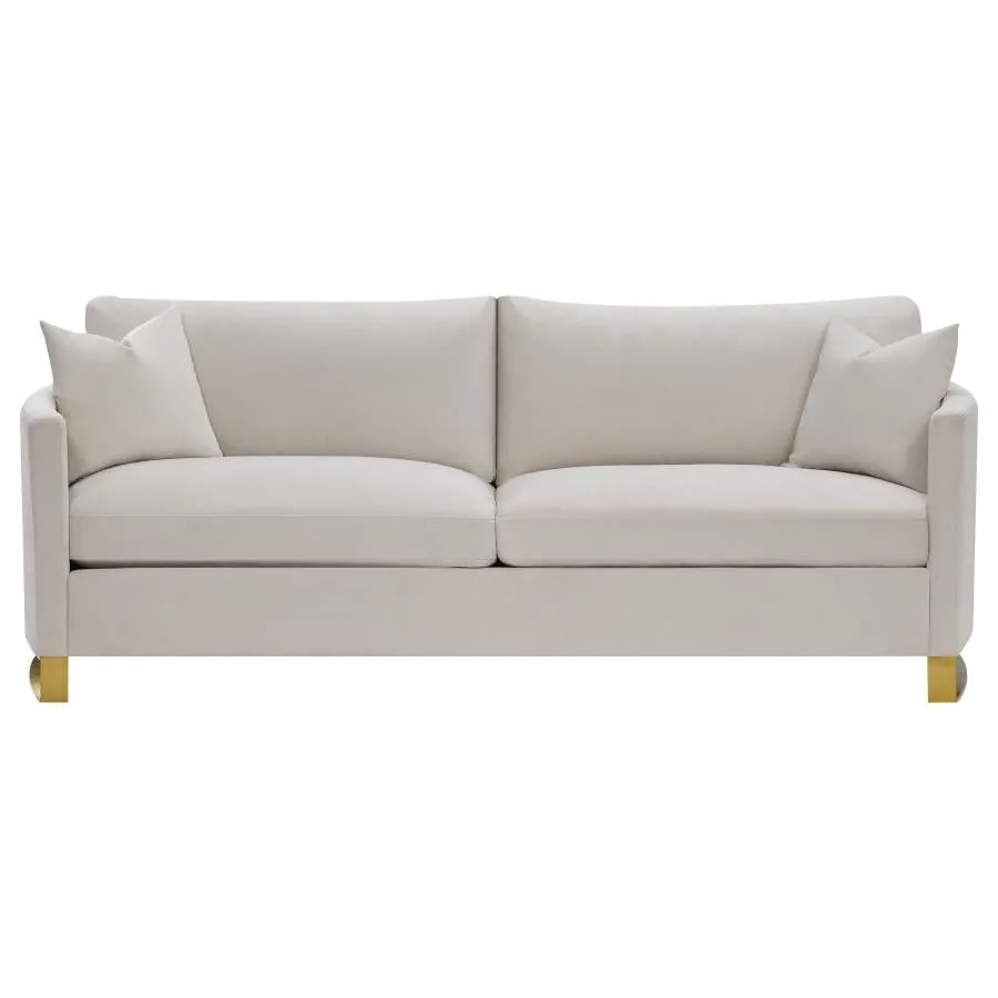 Corliss Beige 3-piece Upholstered Arched Arm Sofa Set - Image 4