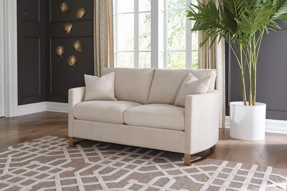 Corliss Beige Upholstered Arched Arm Living Room Set - Image 4