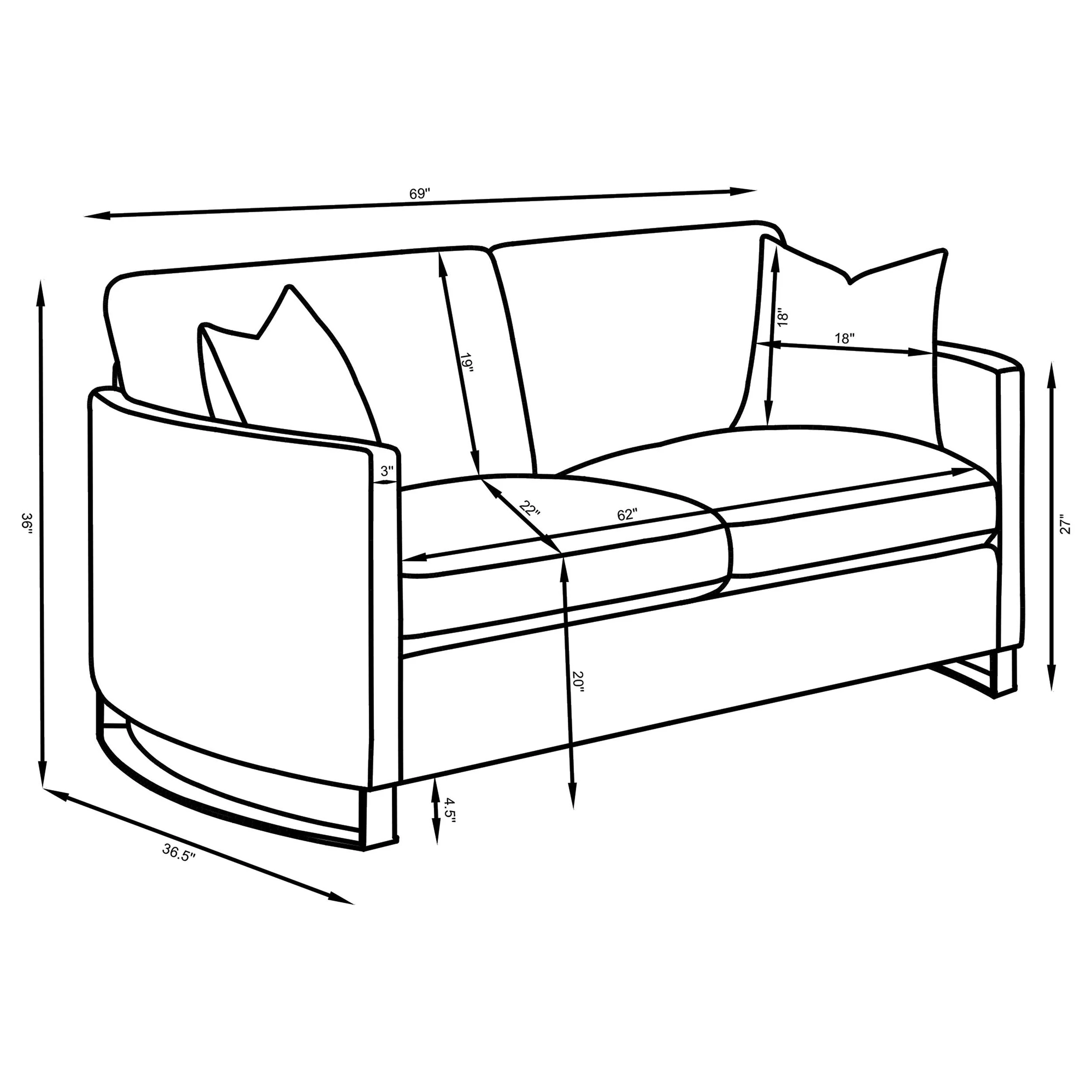 Corliss Camel Velvet Curved Track Arm Loveseat - Image 13