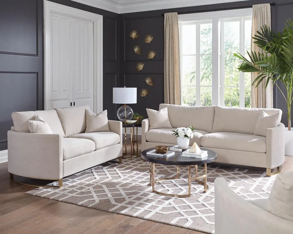 Corliss Upholstered Curved Track Arm Sofa Beige - Image 2