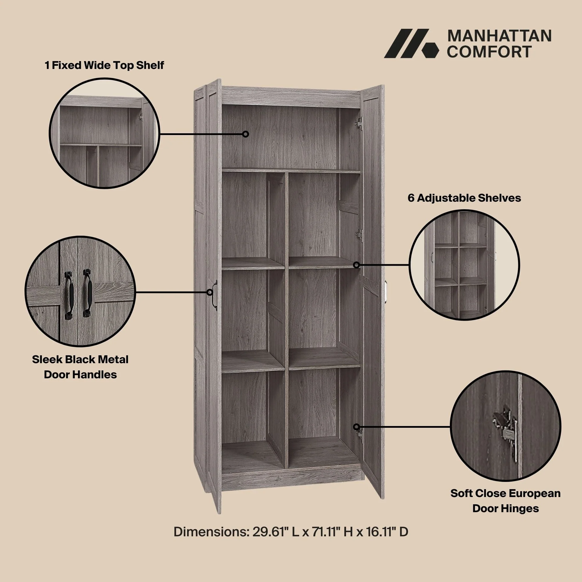 Cornelia Storage Closet 1.0 in Grey (set of 2) - Image 4
