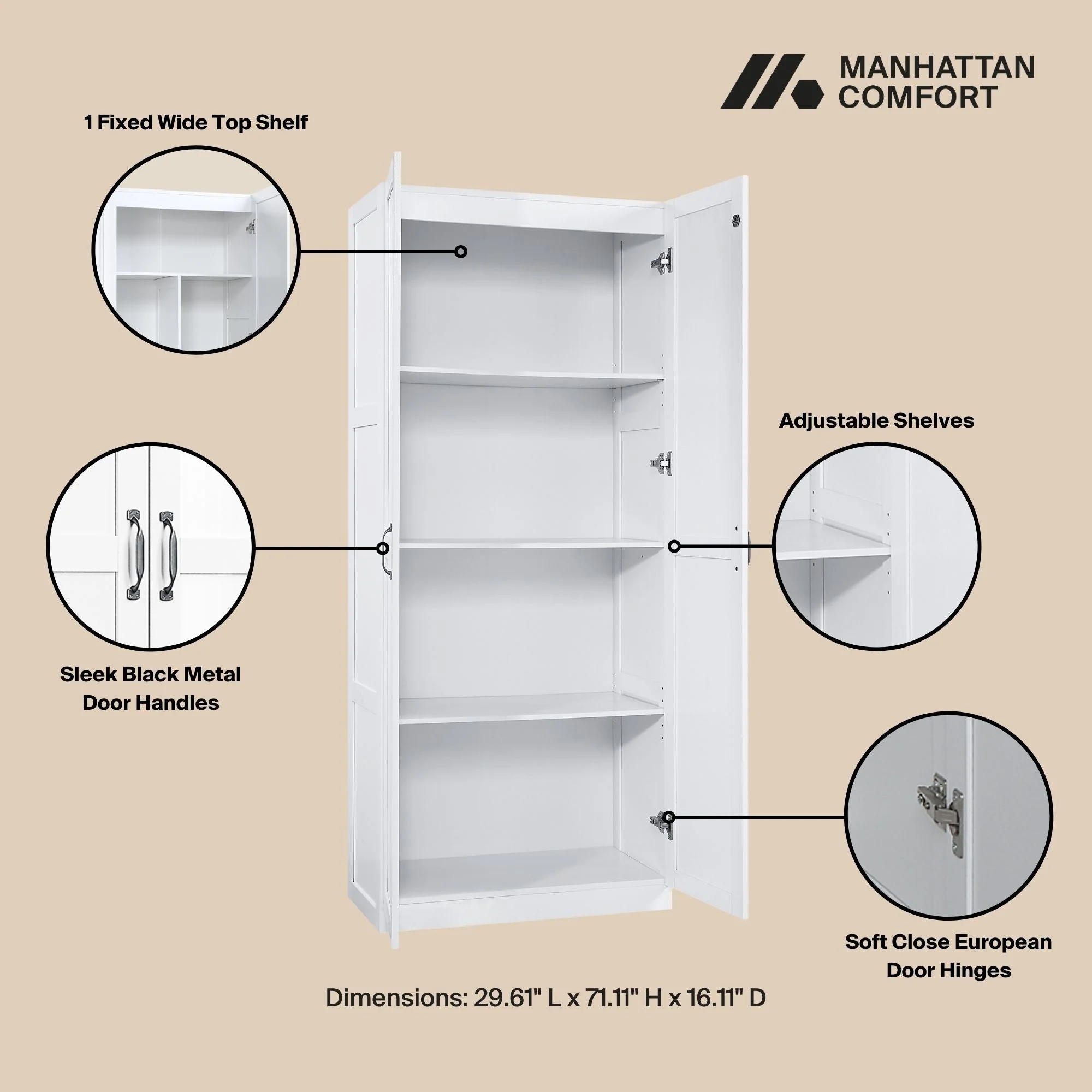 Cornelia Storage Closet 2.0 in White (set of 2) - Image 4