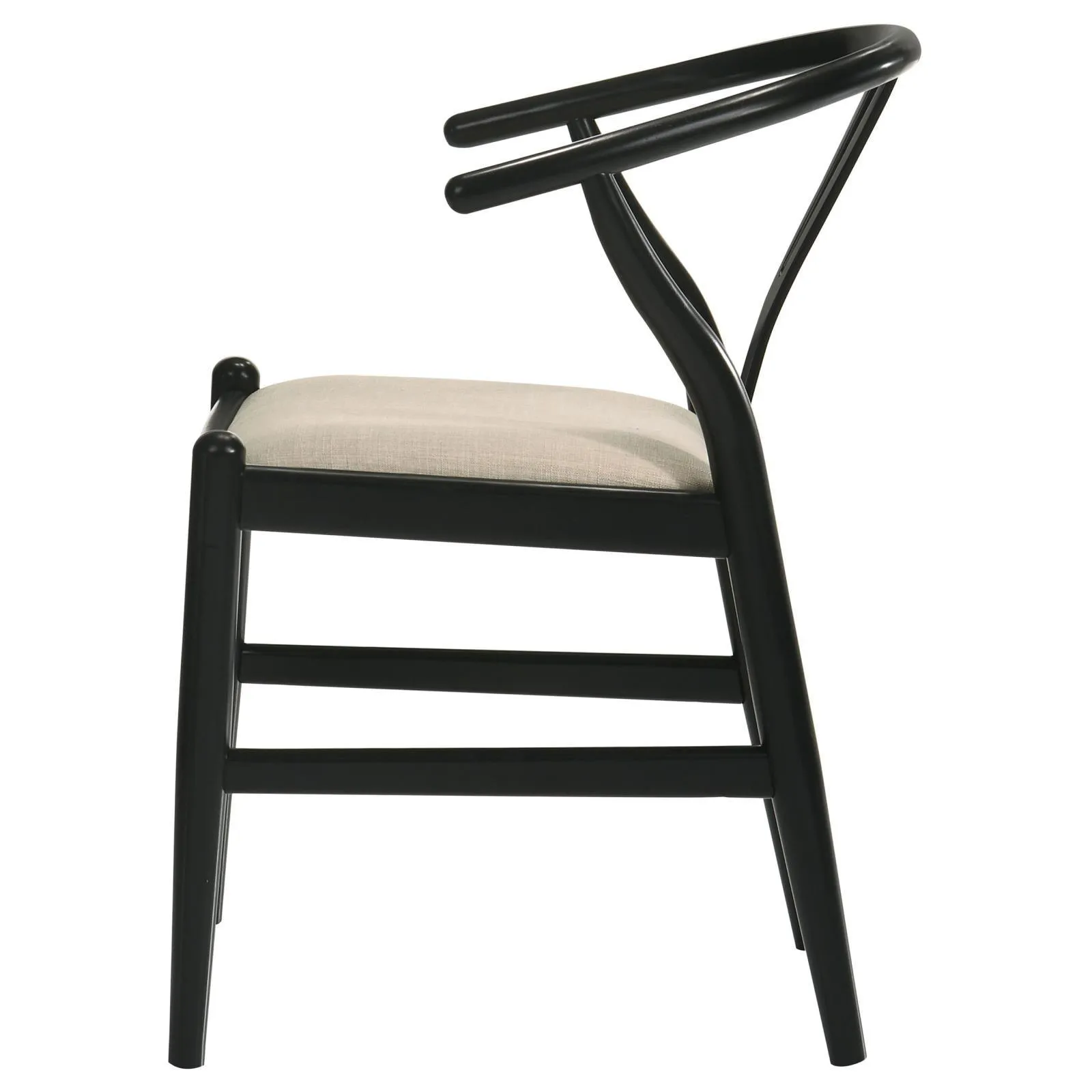 Cortona Danish Y-Shaped Back Wishbone Dining Side Chair Black and Beige (Set of 2) - Image 5