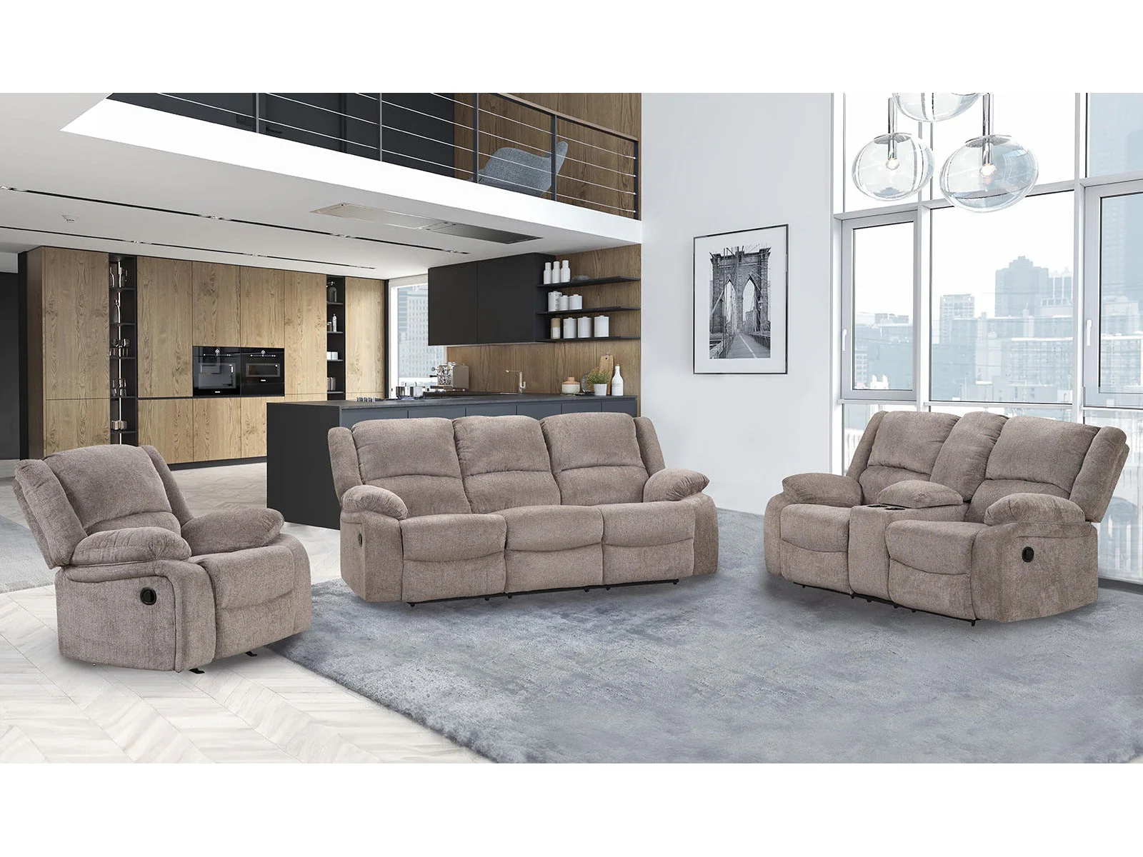Cosimo Mocha 3-Piece Reclining Living Room Set