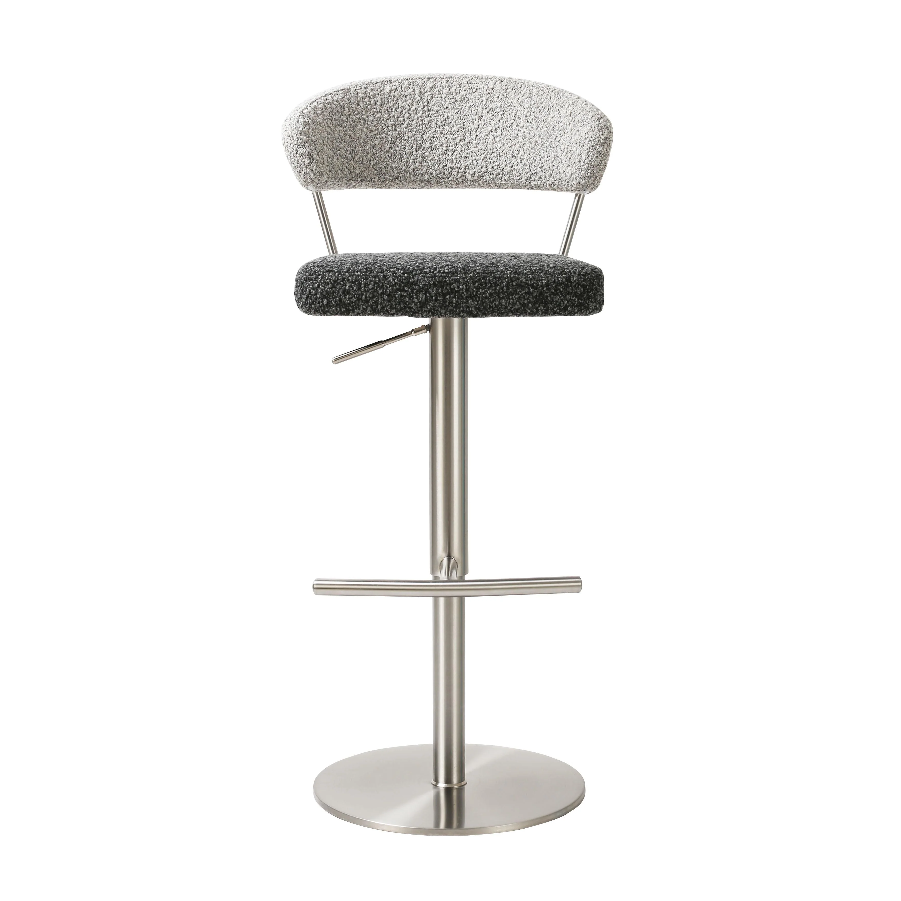 Cosmo Black and Grey Boucle Adjustable Stool - Image 2