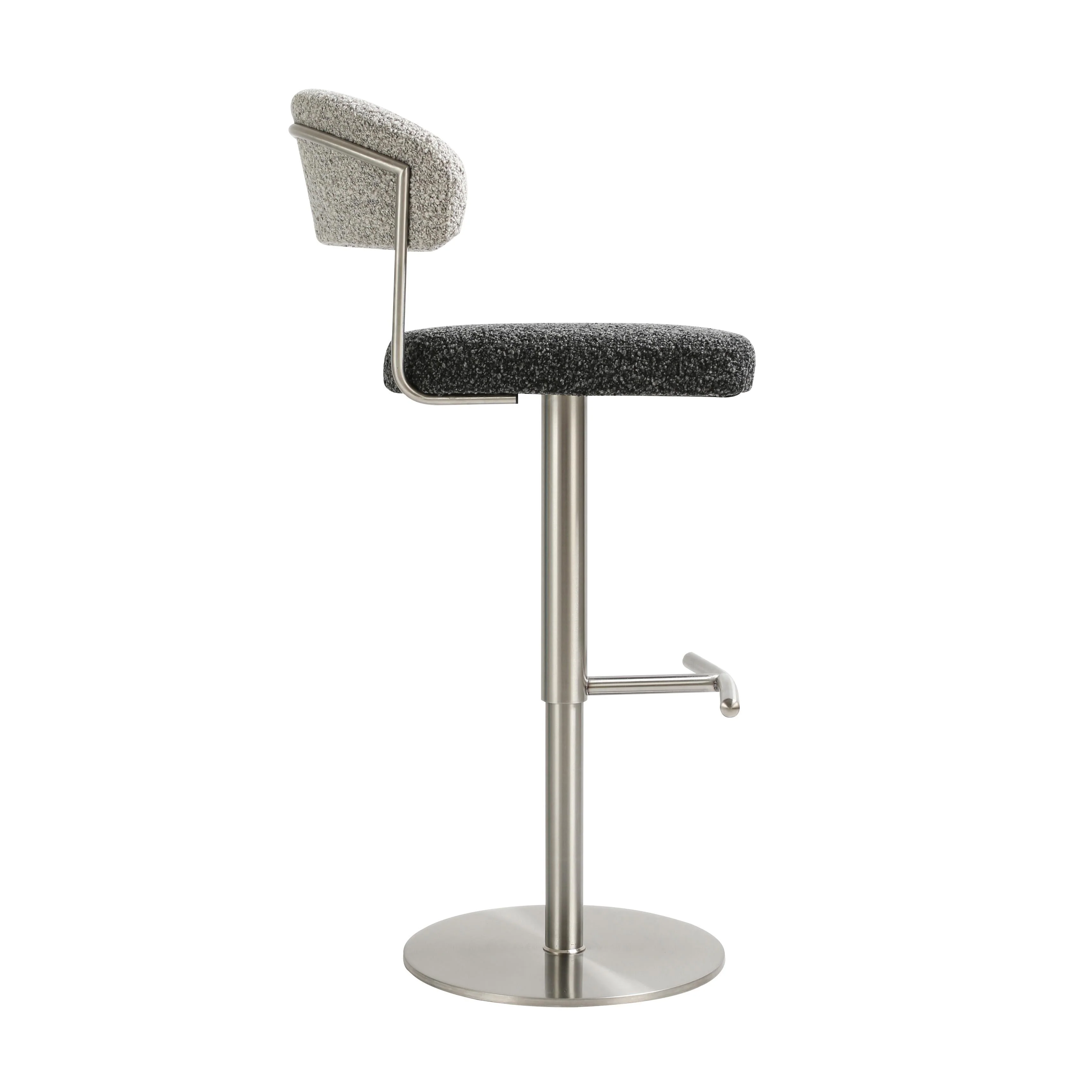 Cosmo Black and Grey Boucle Adjustable Stool - Image 3