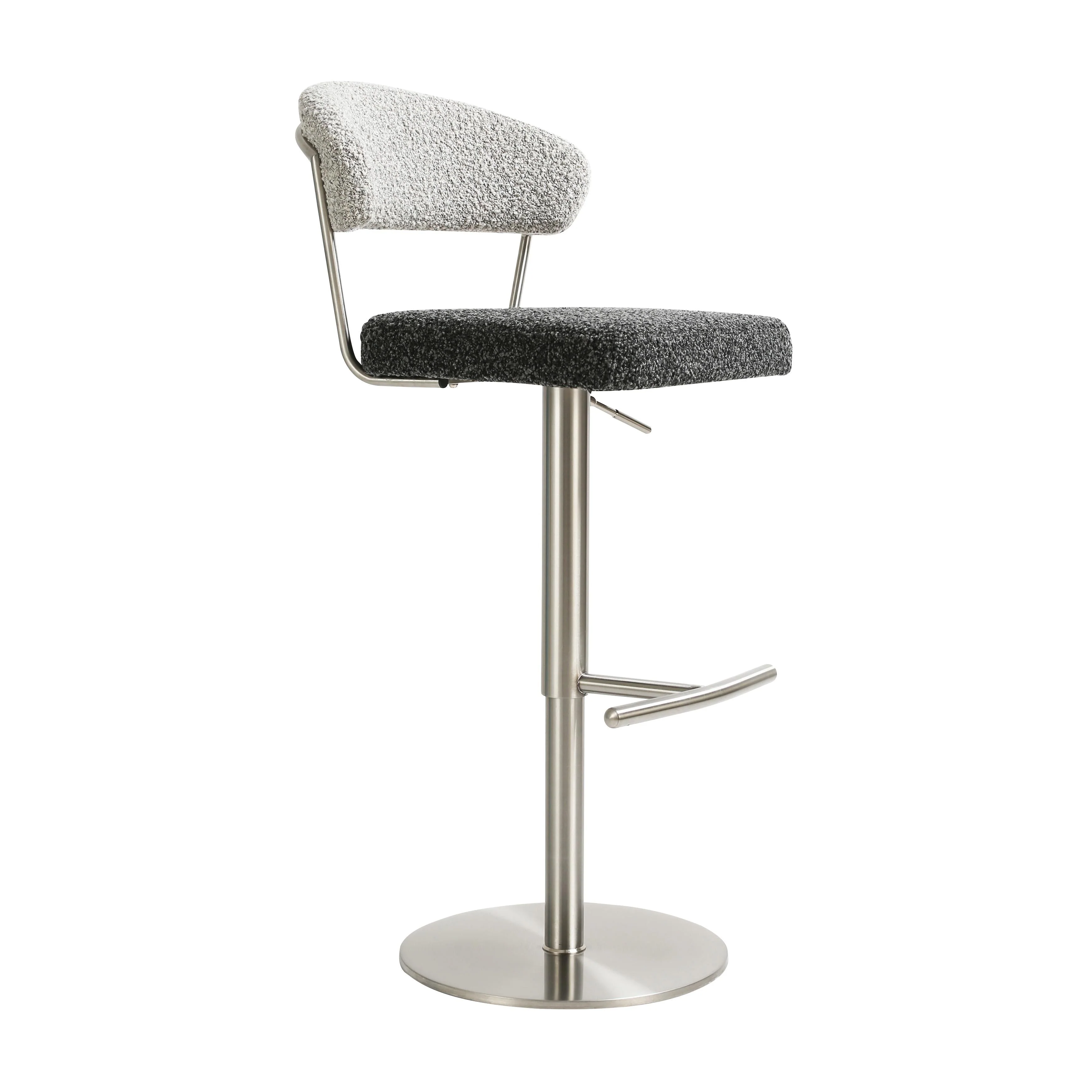 Cosmo Black and Grey Boucle Adjustable Stool - Image 7