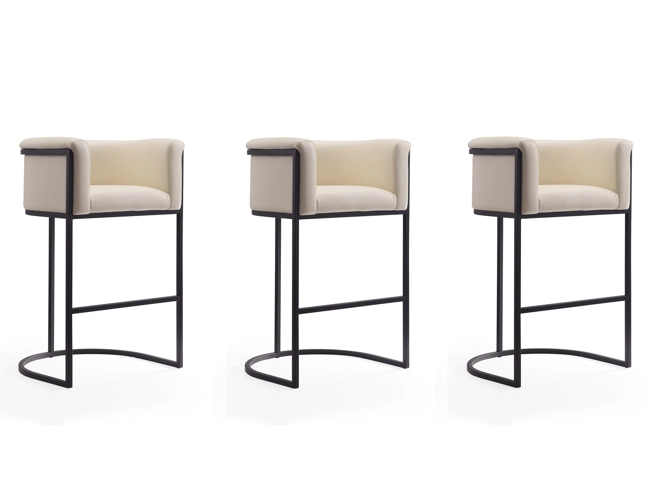 Cosmopolitan Barstool in Cream and Black (set of 3)